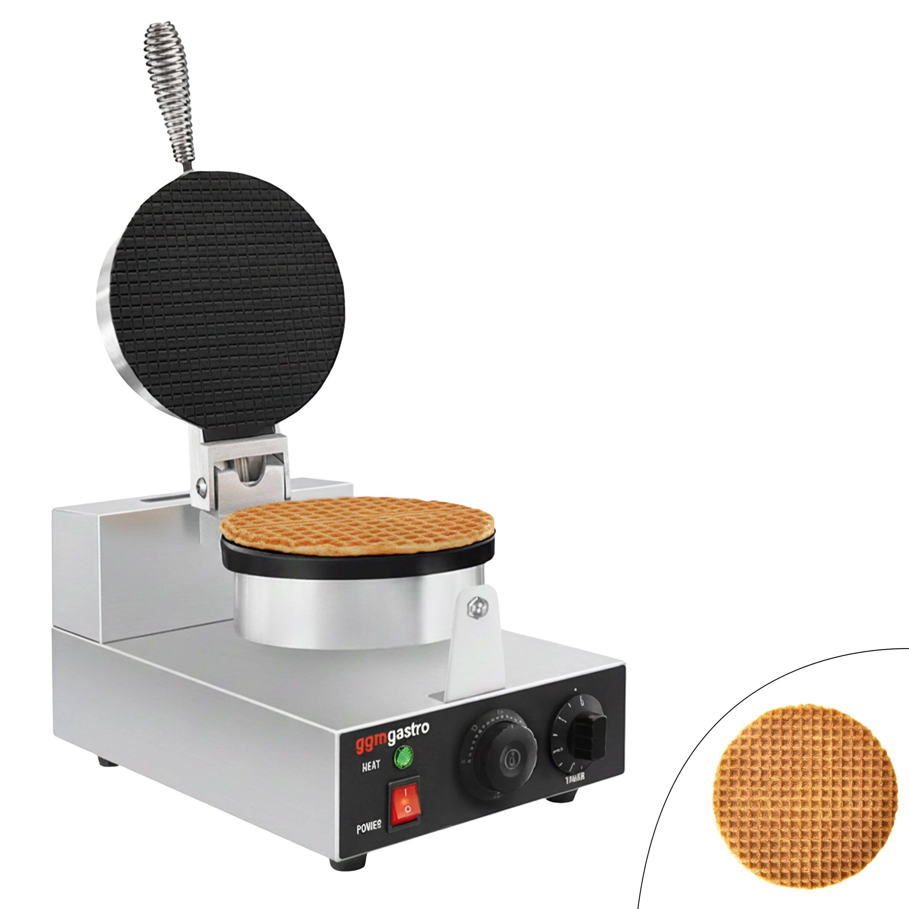 Aparat Gofre / Vafe Profesional - Simplu - Manual - 1,3 kW - Formă: conuri de înghețată - Ø 190 mm - Tavă aparat vafe teflonată — 2