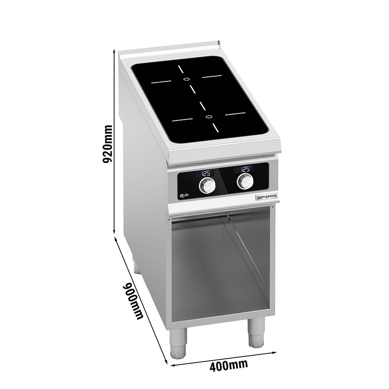 Mașină de gătit / Aragaz cu inducție - seria 900 - 400x900x(H)920 mm - 10 kW - 2 zone de inducție - Bflex Digital — 3