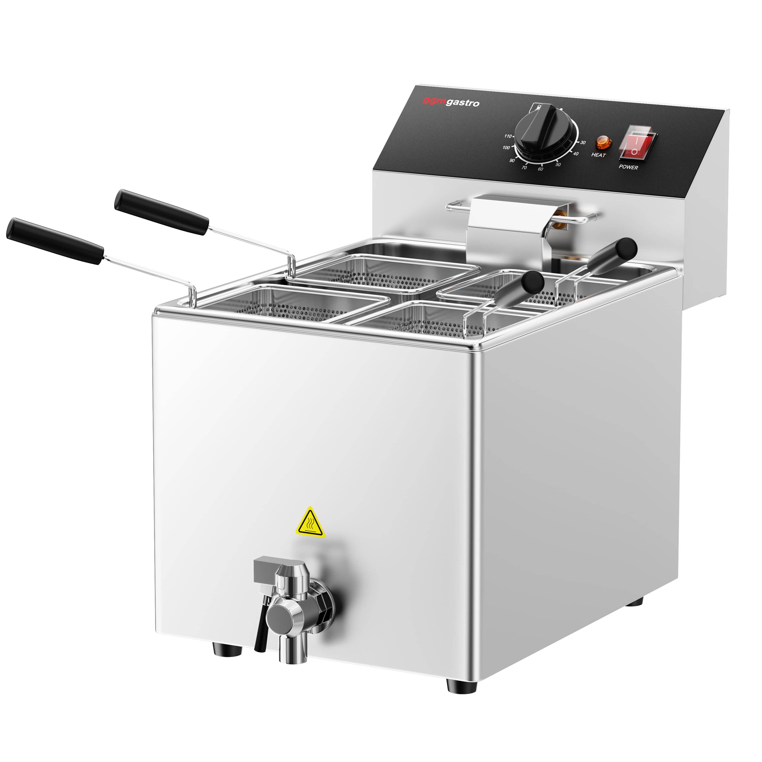 Electric Fierbător de paste profesional - de banc - 8 litri - 3,25 kW - cu robinet de scurgere - incl. 4 coșuri — 6