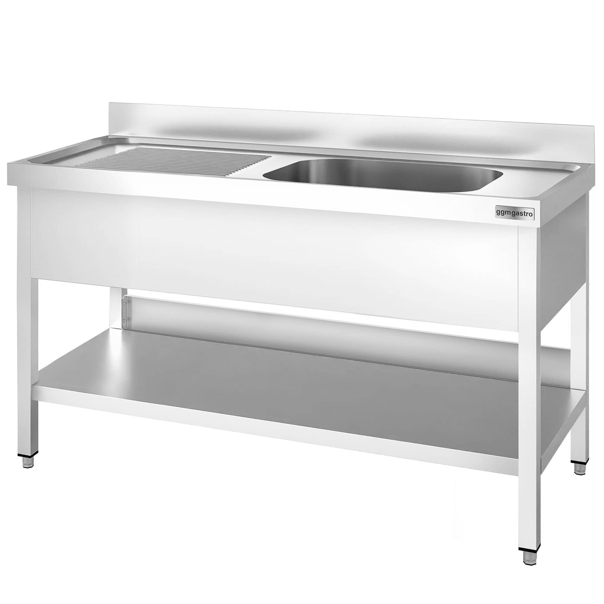 Chiuvetă profesională pentru oale PREMIUM - 1600x700 mm - cu poliță inferioară - cu 1 cuvă - cuva pe dreapta — 5