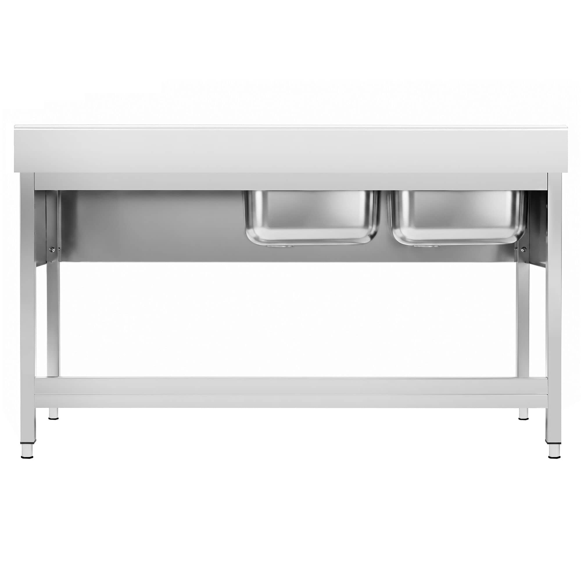 Chiuvetă profesională pentru oale PREMIUM - 1800x700 mm - cu poliță inferioară - cu 2 cuve — 6