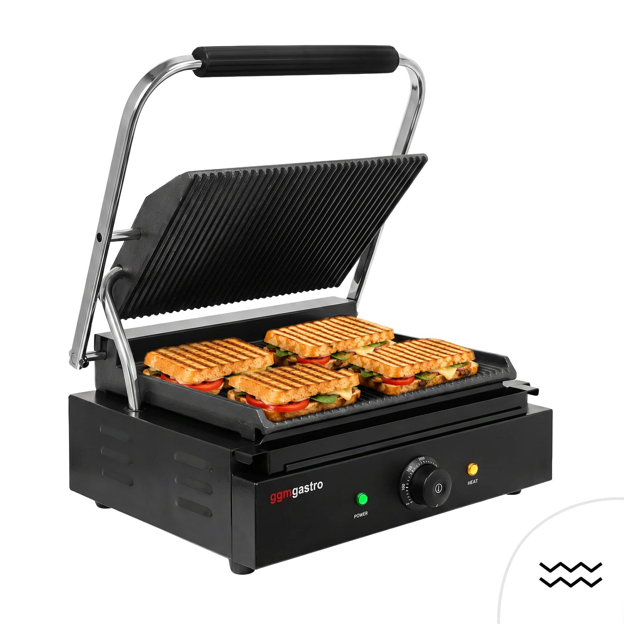 Contact grill / Grătar pentru hamburgeri - 2,2 kW - grătar sus și jos - Suprafață de grătar: 345 x 235 mm — 2