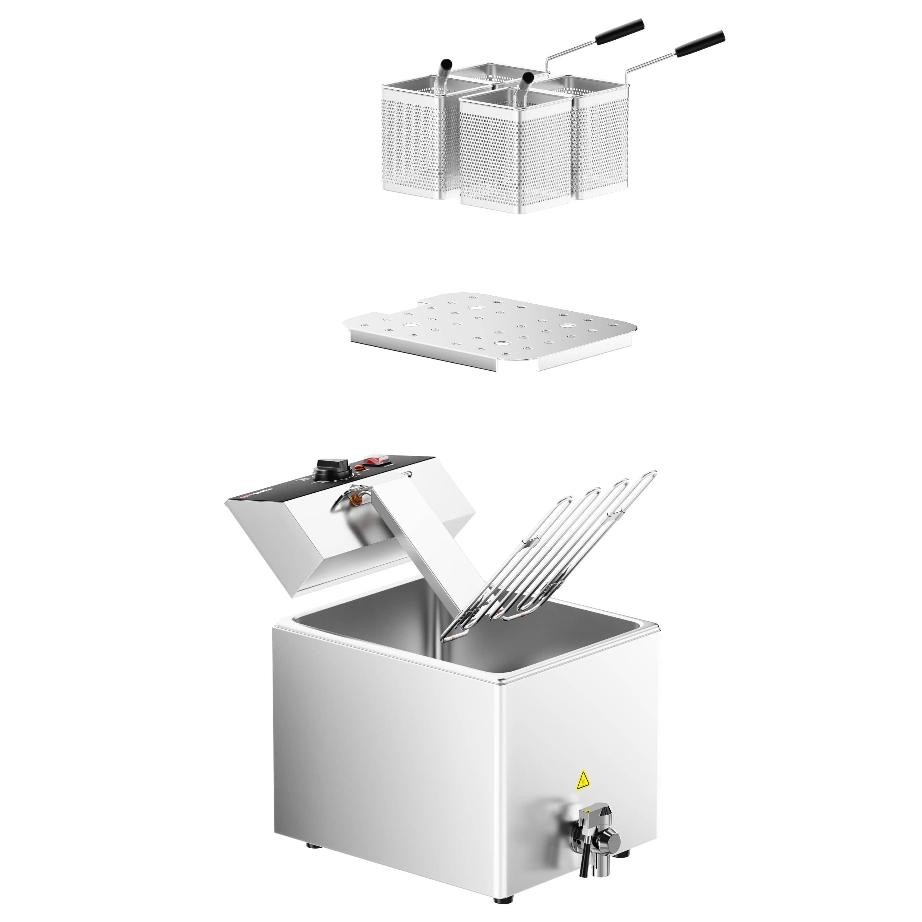Electric Fierbător de paste profesional - de banc - 8 litri - 3,25 kW - cu robinet de scurgere - incl. 4 coșuri — 4