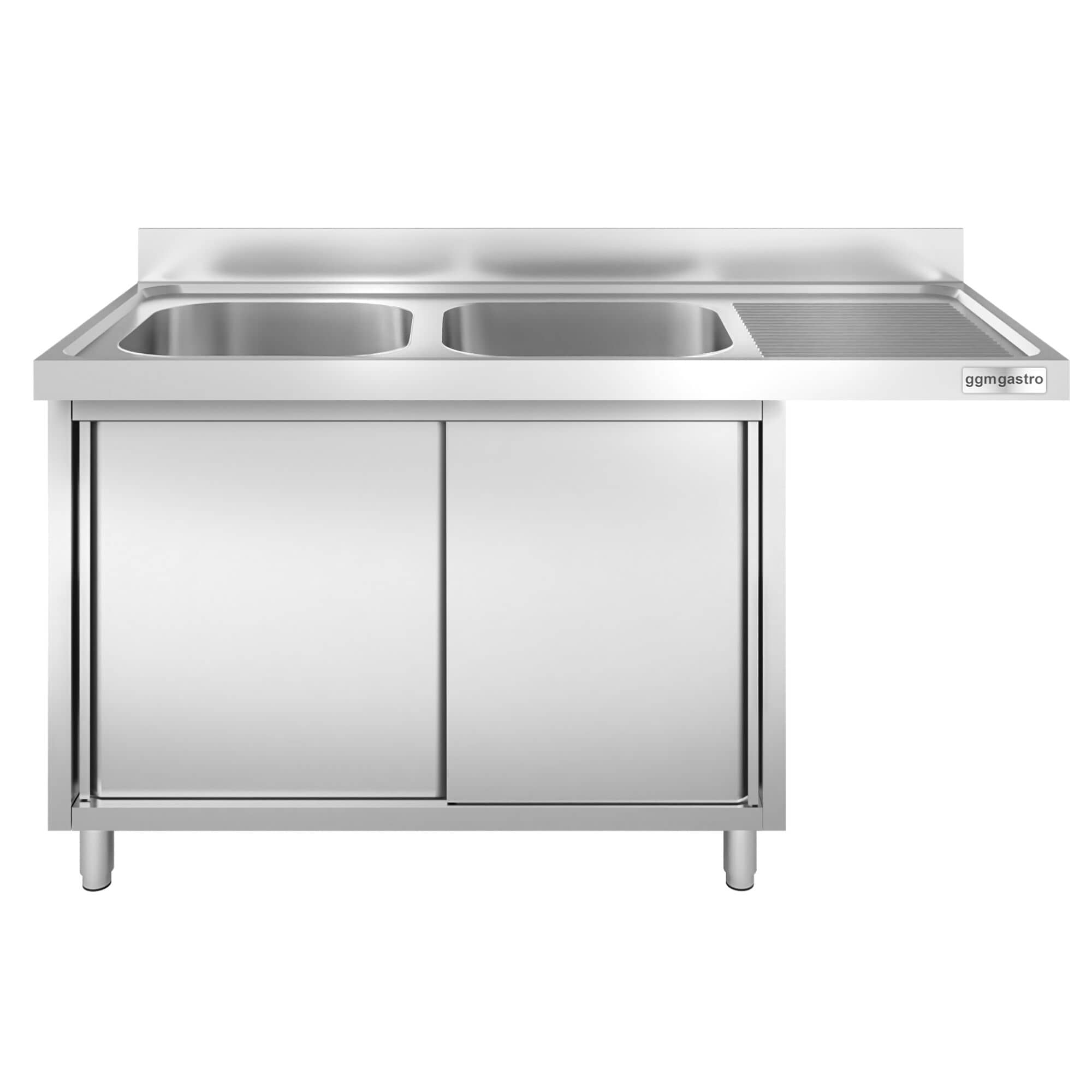 Chiuvetă tip dulap pentru mașină de spălat vase PREMIUM - 1600x700 mm - cu 2 cuve stânga — 5