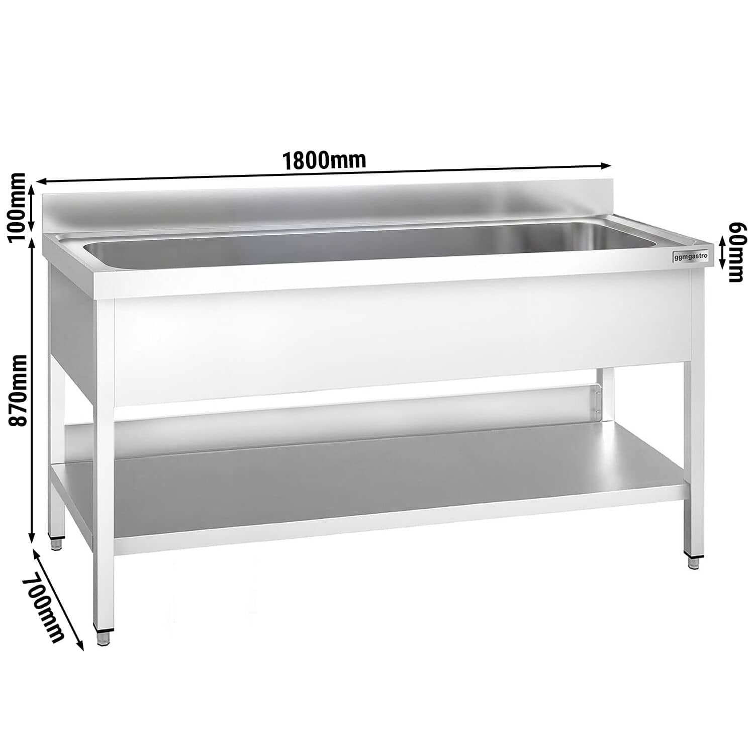 Chiuvetă PREMIUM – 1800 x 700 mm – cu 1 cuvă — 3
