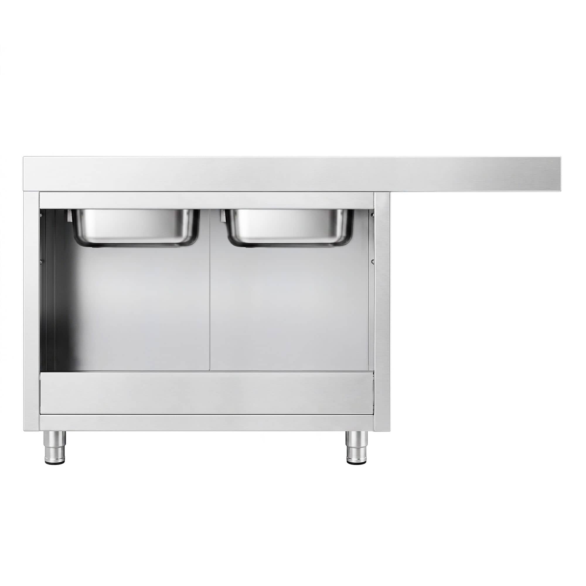 Chiuvetă tip dulap pentru mașină de spălat vase - 1800x600 mm - cu 2 cuve dreapta — 7