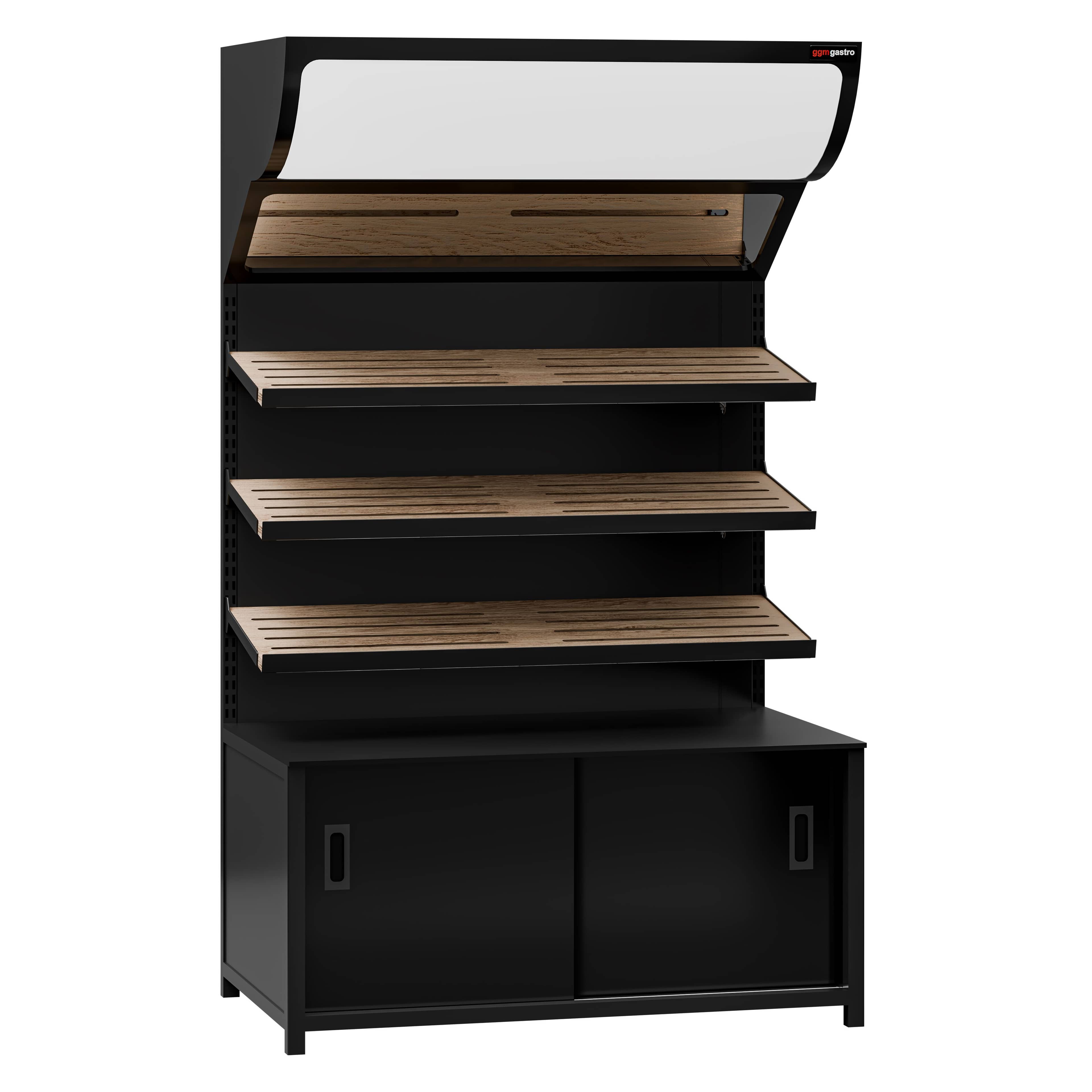 Raft pentru pâine - MADRID - 1200 mm - cu 3 rafturi - Negru mat — 4