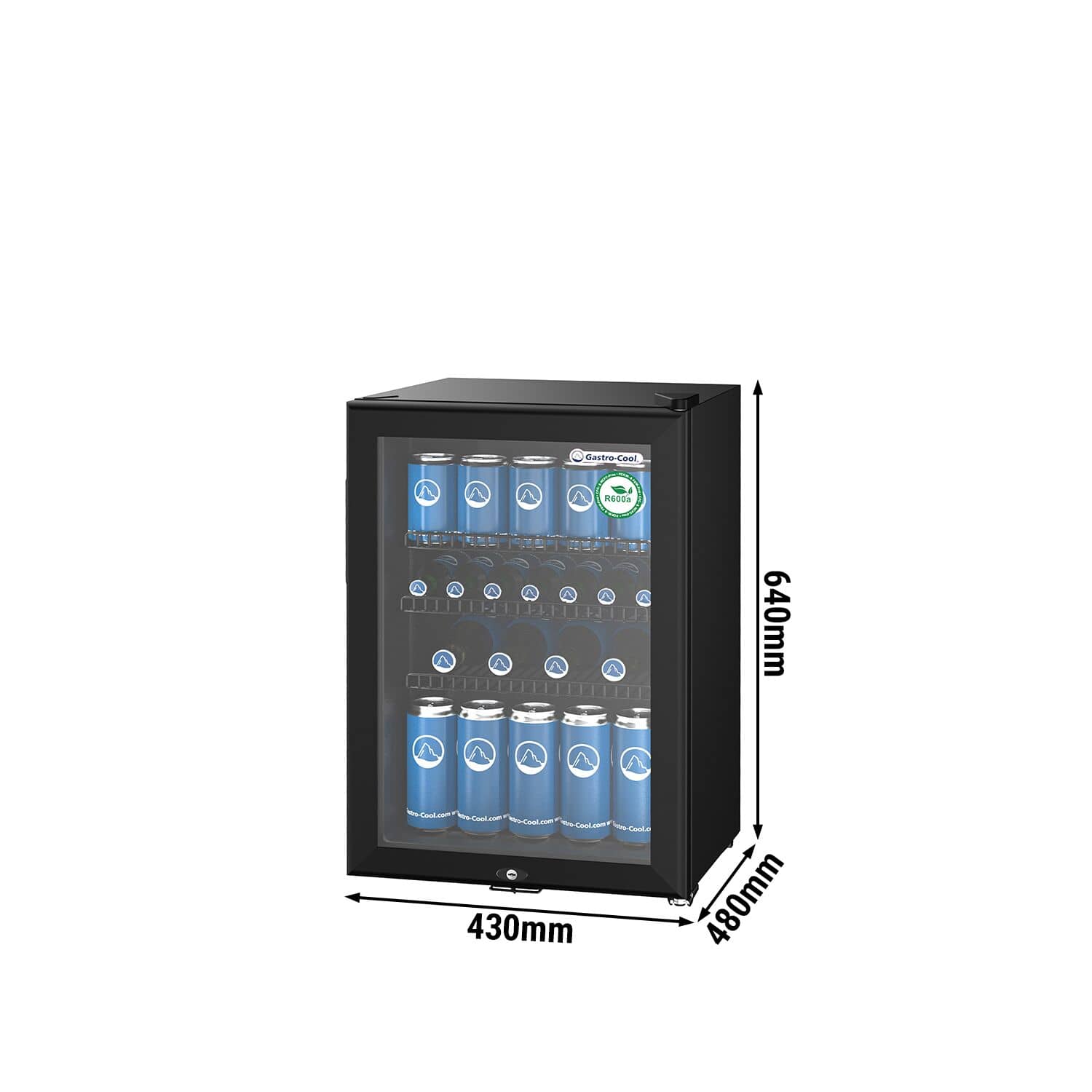 GASTRO-COOL | Frigider mini bar - 430mm - 62 litri - cu 1 ușă din sticlă și iluminare LED - Negru — 3