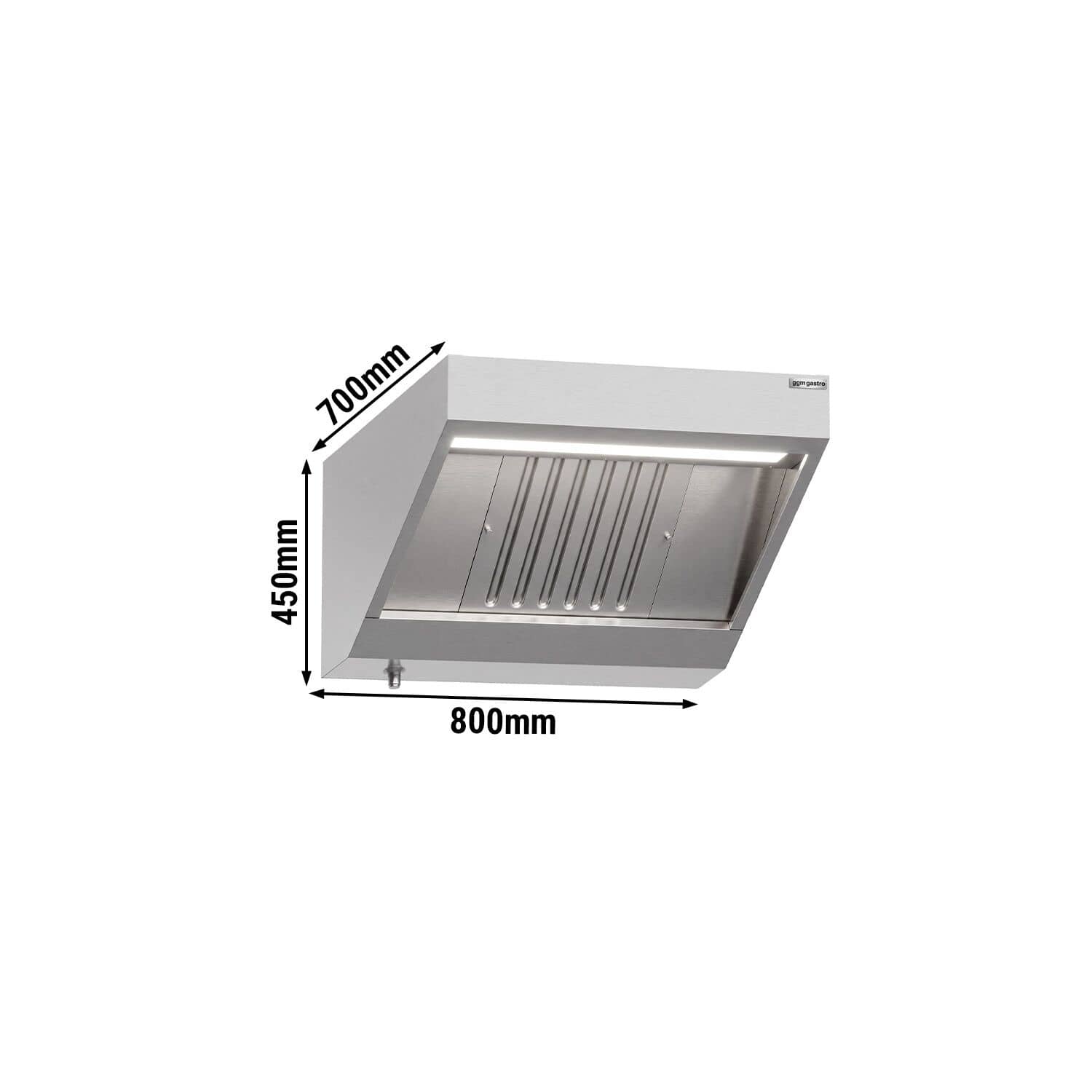 Hotă de perete fără motor - Lungime 800 mm - adâncime 700 mm - filtre labirint și iluminare LED — 3