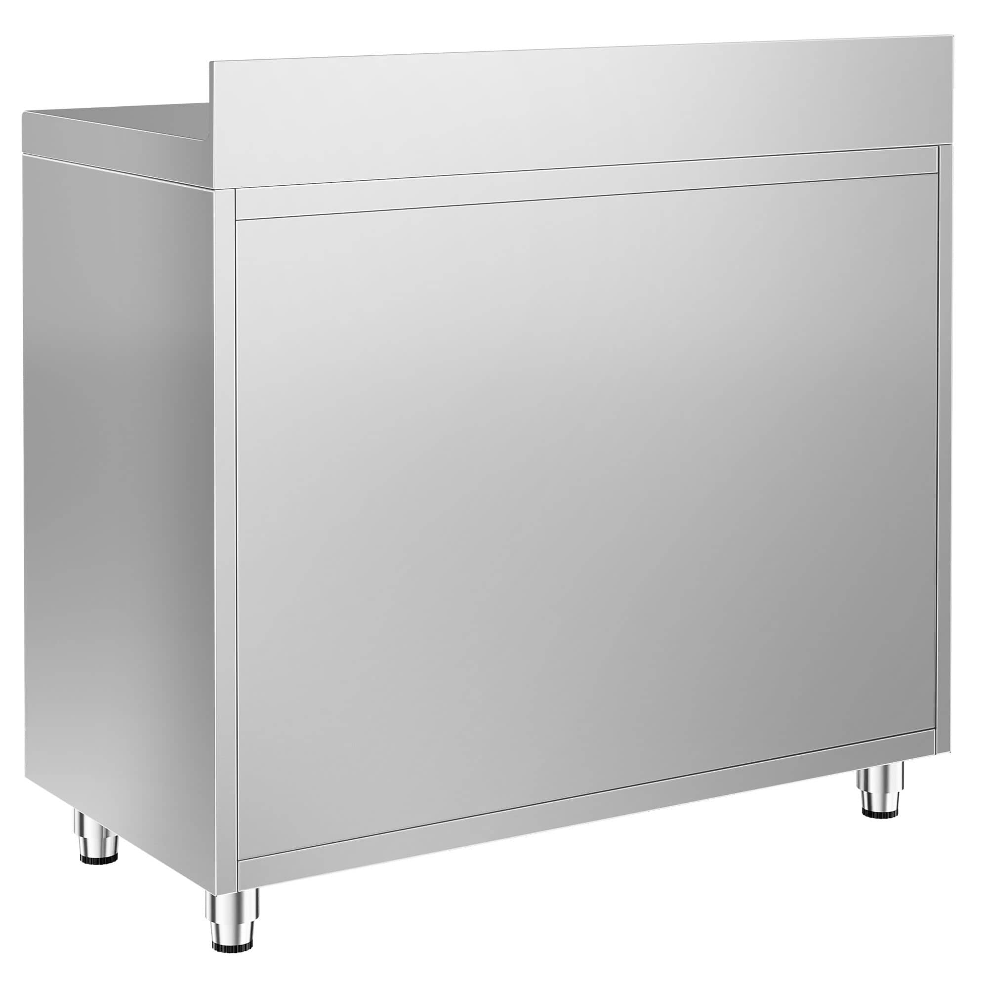 Masă suport espressor din oțel inoxidabil - 1200x600 mm - 2 uși batante - cu rebord — 9