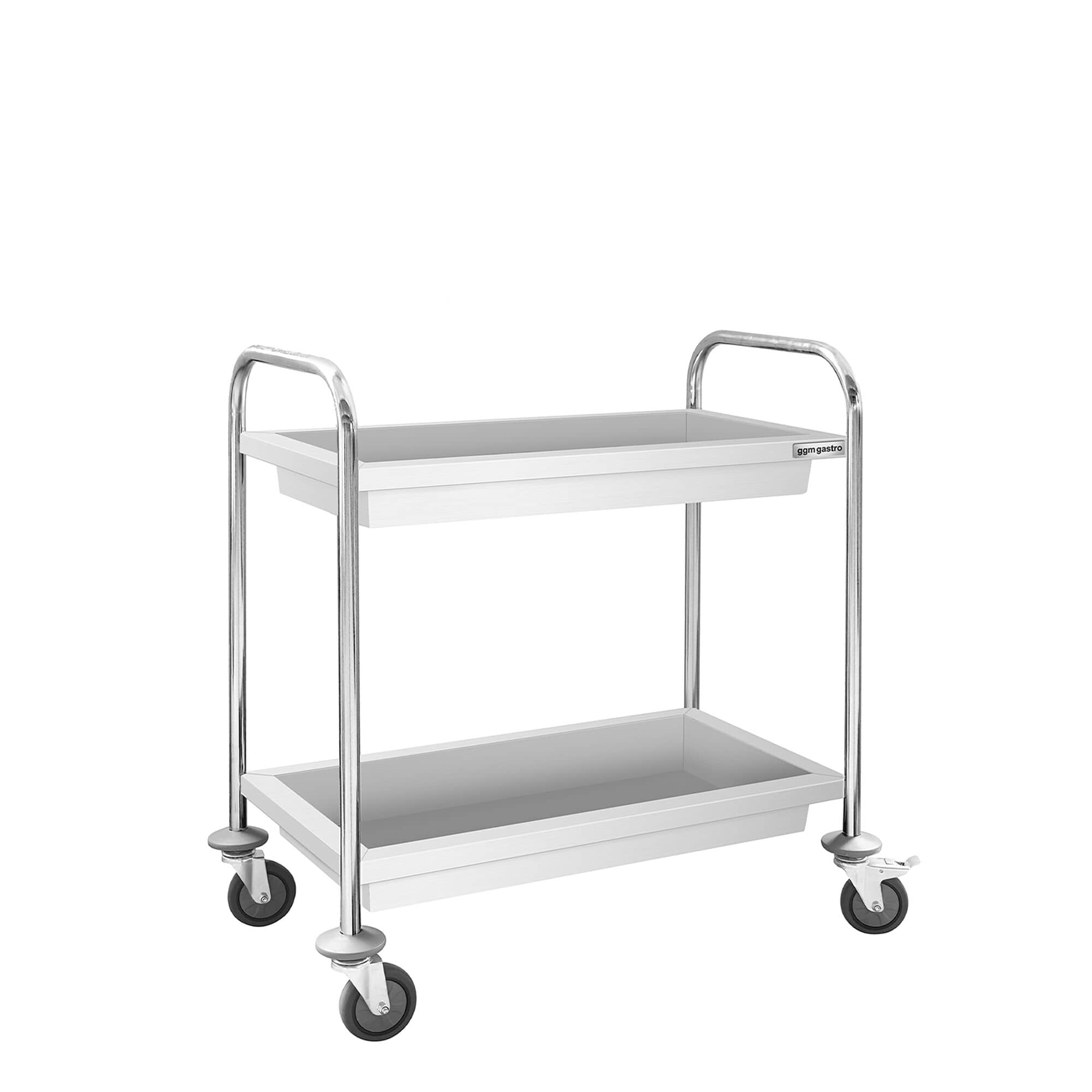 Cărucior servire - 850x450 mm - cu 2 cuve & roți silențioase — 2