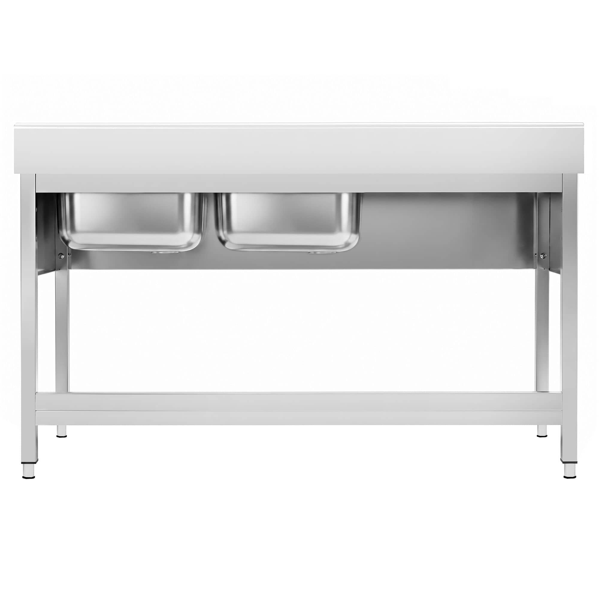 Chiuvetă profesională PREMIUM - 1600x600 mm - cu poliță inferioară - cu 2 cuve — 6