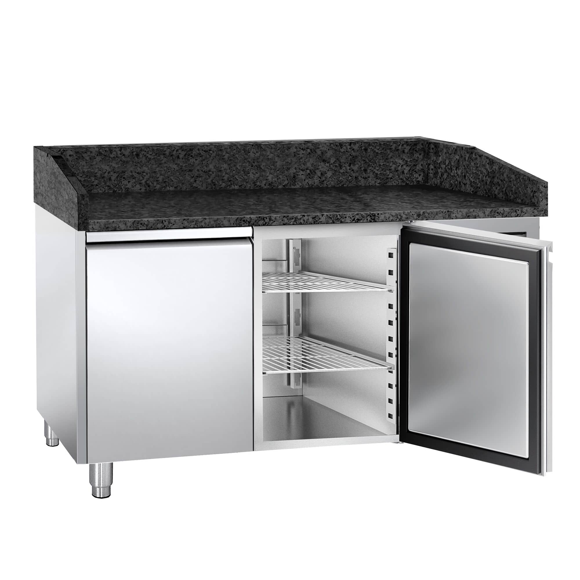 Masă frigorifică pentru preparare pizza PREMIUM - cu blat din granit - 1500x800 mm - cu 2 uși — 5