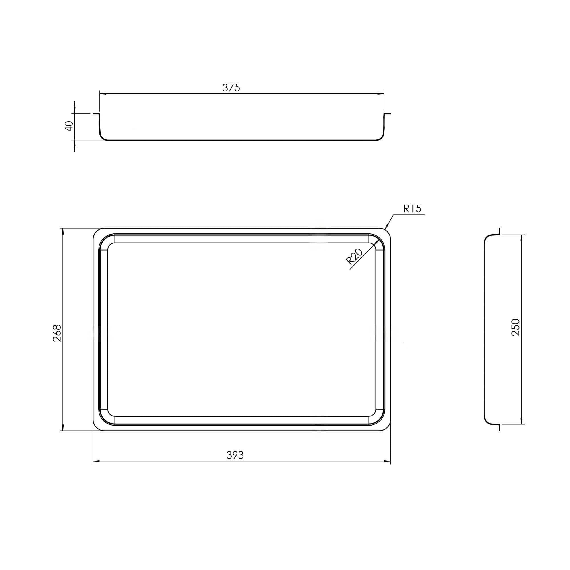 Platou servire - oțel inoxidabil - dreptunghiular - 393x268 mm - Înălțime: 40 mm — 7