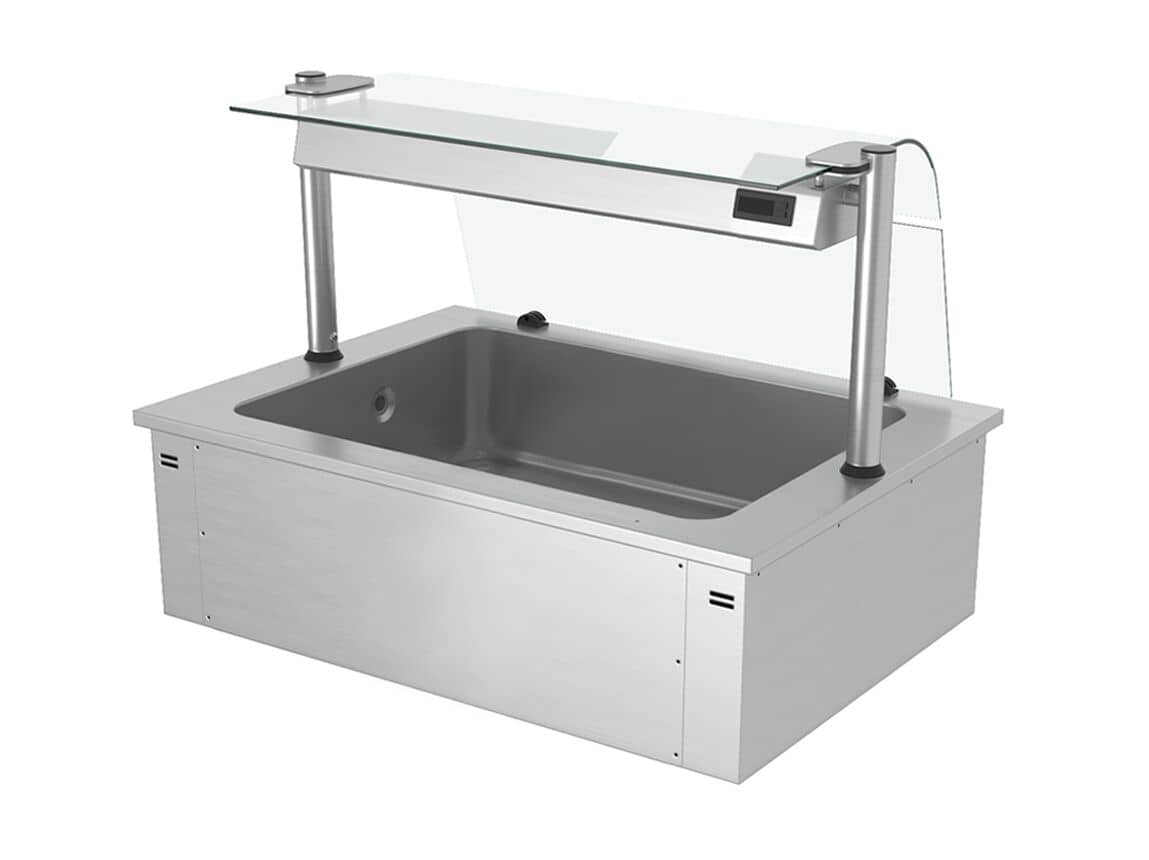 Cuva pentru gheață încastrabilă – 1000 mm – 3x GN 1/1 – 130 litri – cu protecție din sticlă împotriva stropirii — 2