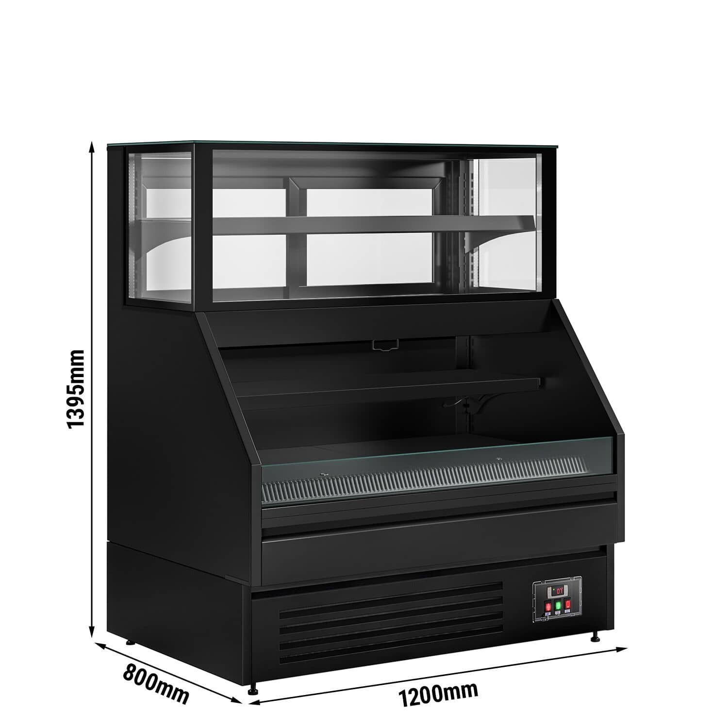Vitrină frigorifică Helsinki - 1200x800 mm - 199 L - culoare negru - uși glisante (din sticlă) - cu 4 rafturi — 3