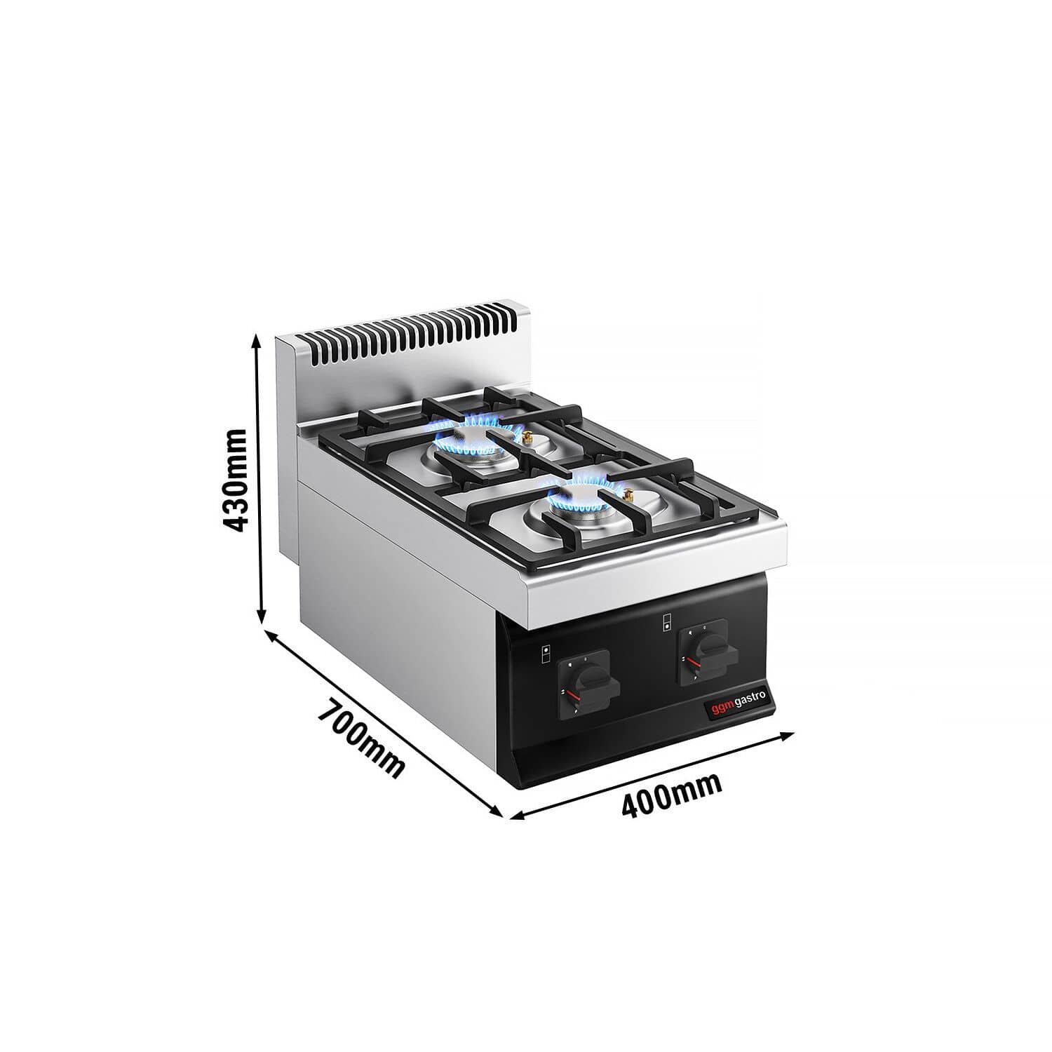 Mașină de gătit / Aragaz profesional pe gaz - seria 700 - 400x700x(H)430 mm - 10 kW - 2 arzătoare — 3