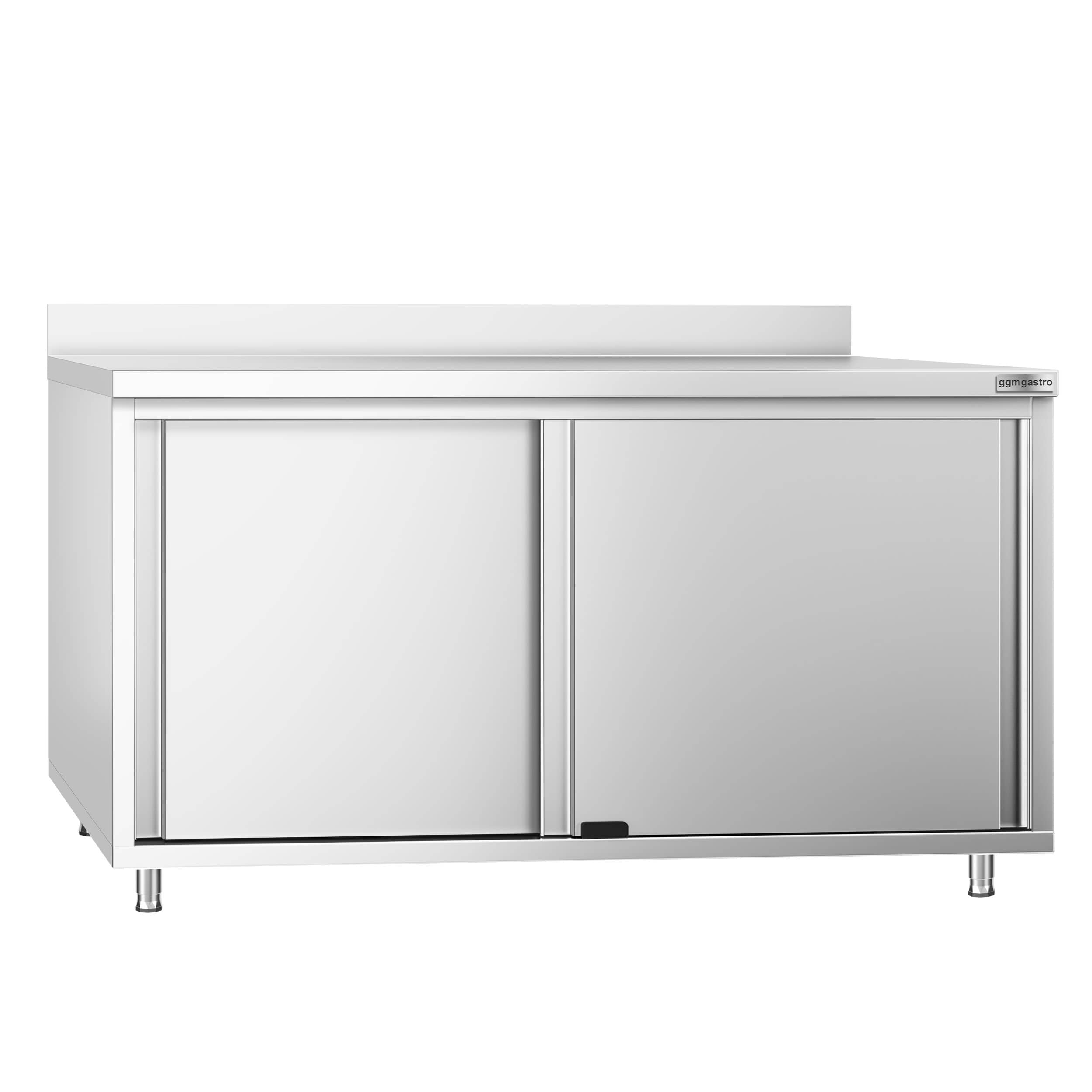 Dulap de lucru din oțel inoxidabil PREMIUM – 1600 x 700 mm – cu ușă glisantă și rebord — 4