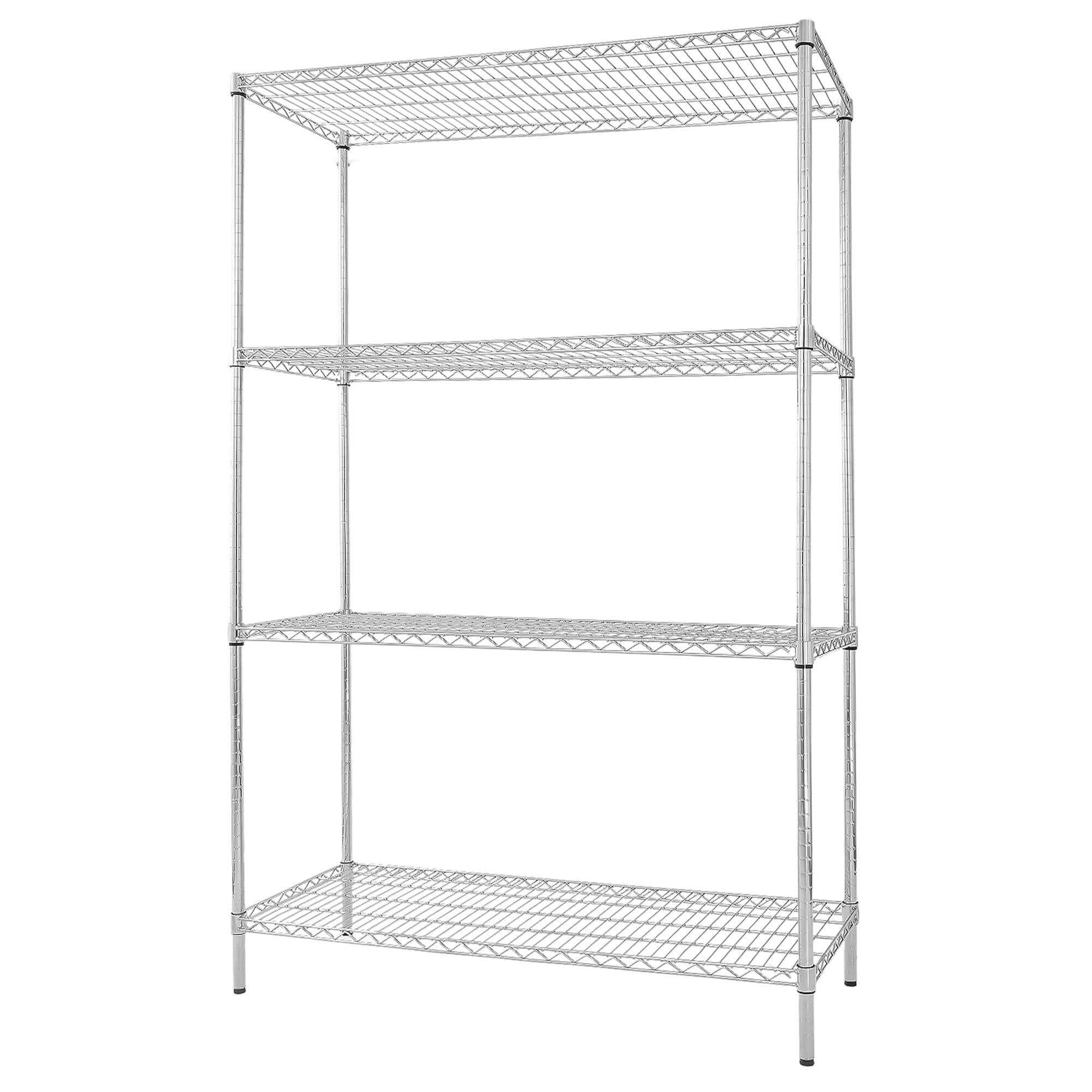 Raft metalic - Modul de bază - 1200x450x(H)1800 mm - Adâncime: 450 mm - cu 4 polițe reglabile - cromat - Capacitate totală: 180 kg — 7