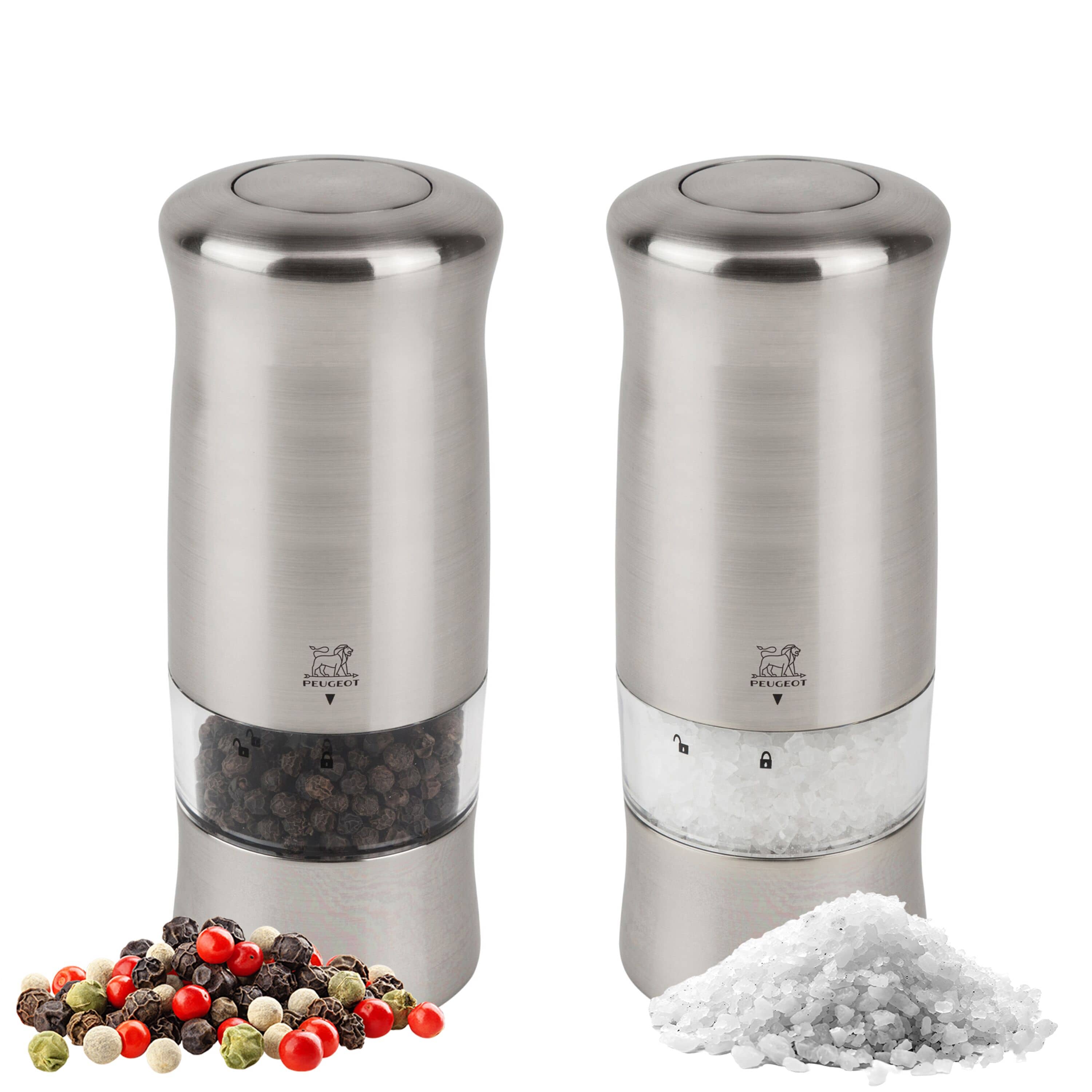 (6 bucăți) PEUGEOT | ZELI - Râșniță pentru sare și piper - electrică - plastic - înălțime: 140 mm - cu iluminare — 2