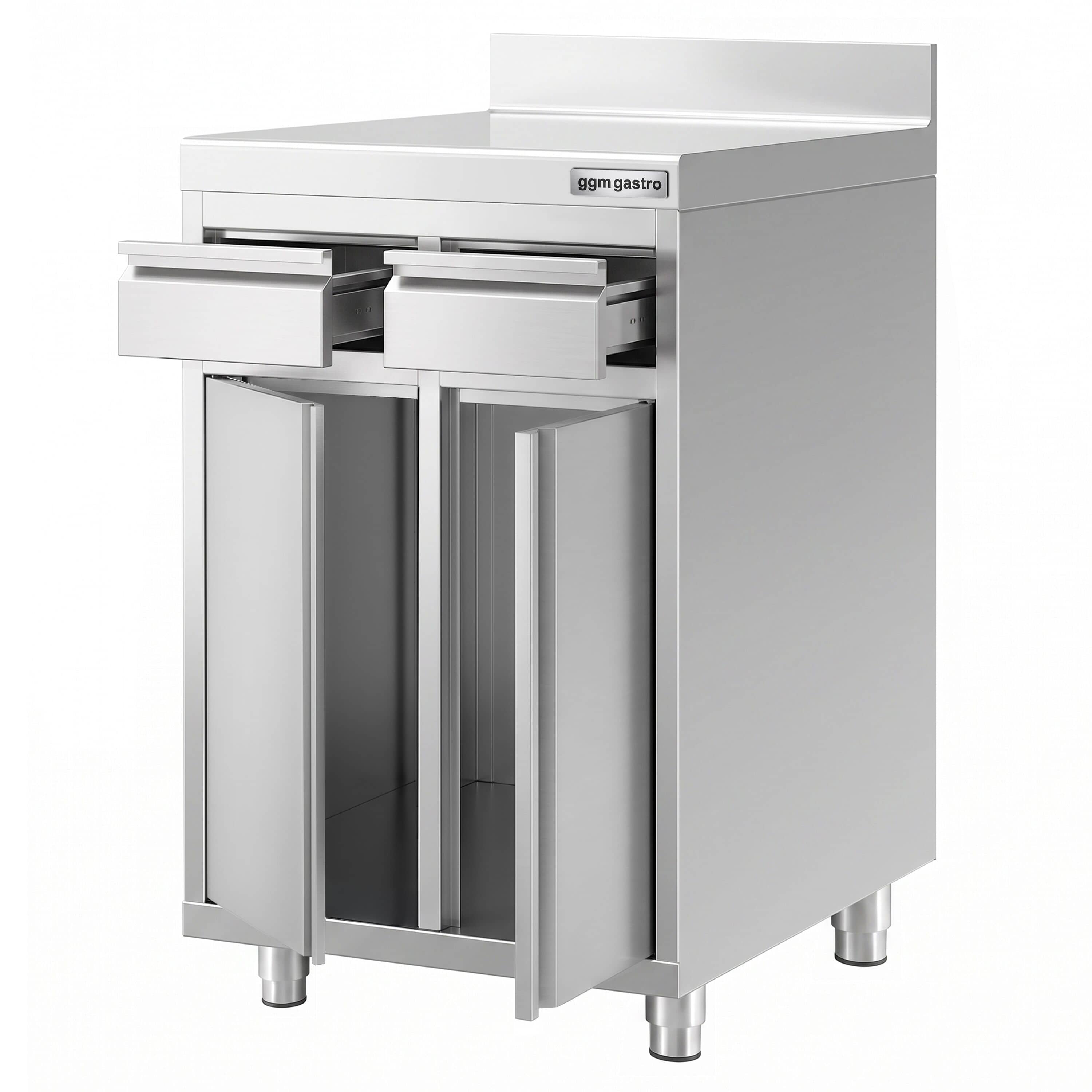 Dulap de lucru – pentru mașina de cafea – 600 x 600 mm – cu 2 uși batante, 2 sertare și rebord — 6