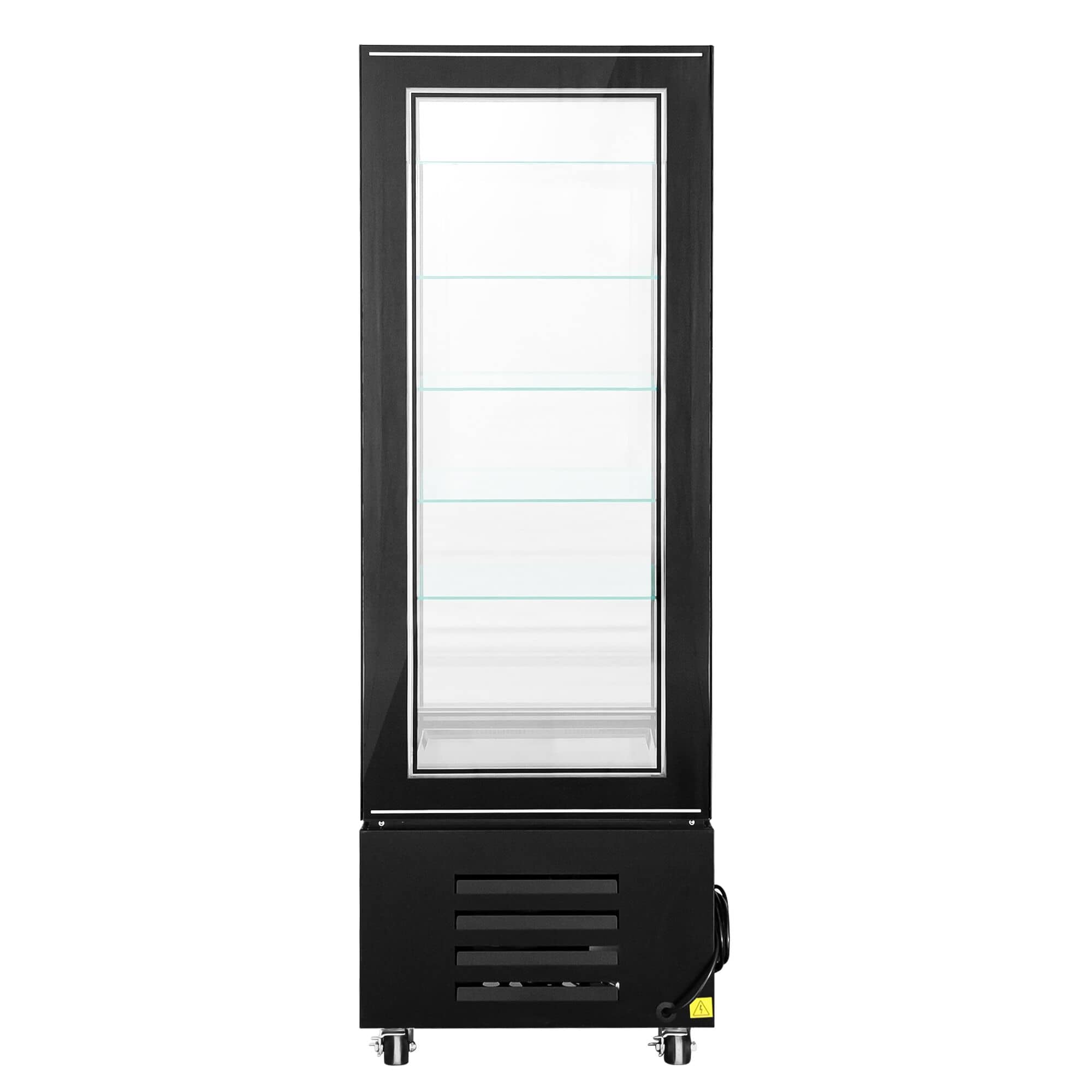 Vitrină panoramică - 248 litri - 650 mm - 1 ușă din sticlă - geam drept - cu 5 rafturi - iluminare LED - negru — 6