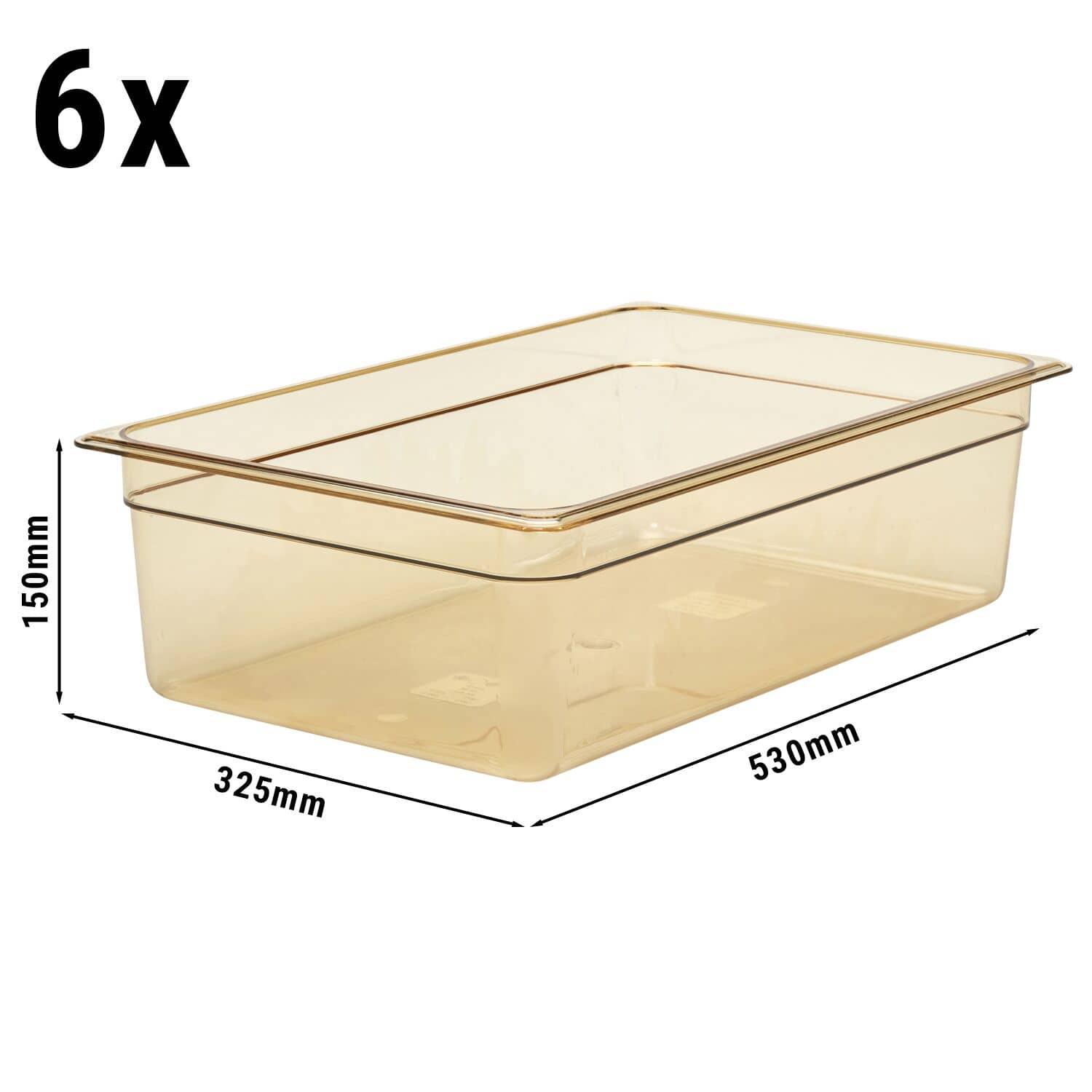 (6 bucăți) CAMBRO | H-PAN™ Recipiente GN 1/1 rezistente la căldură - Ambra - Adâncime 150 mm — 3
