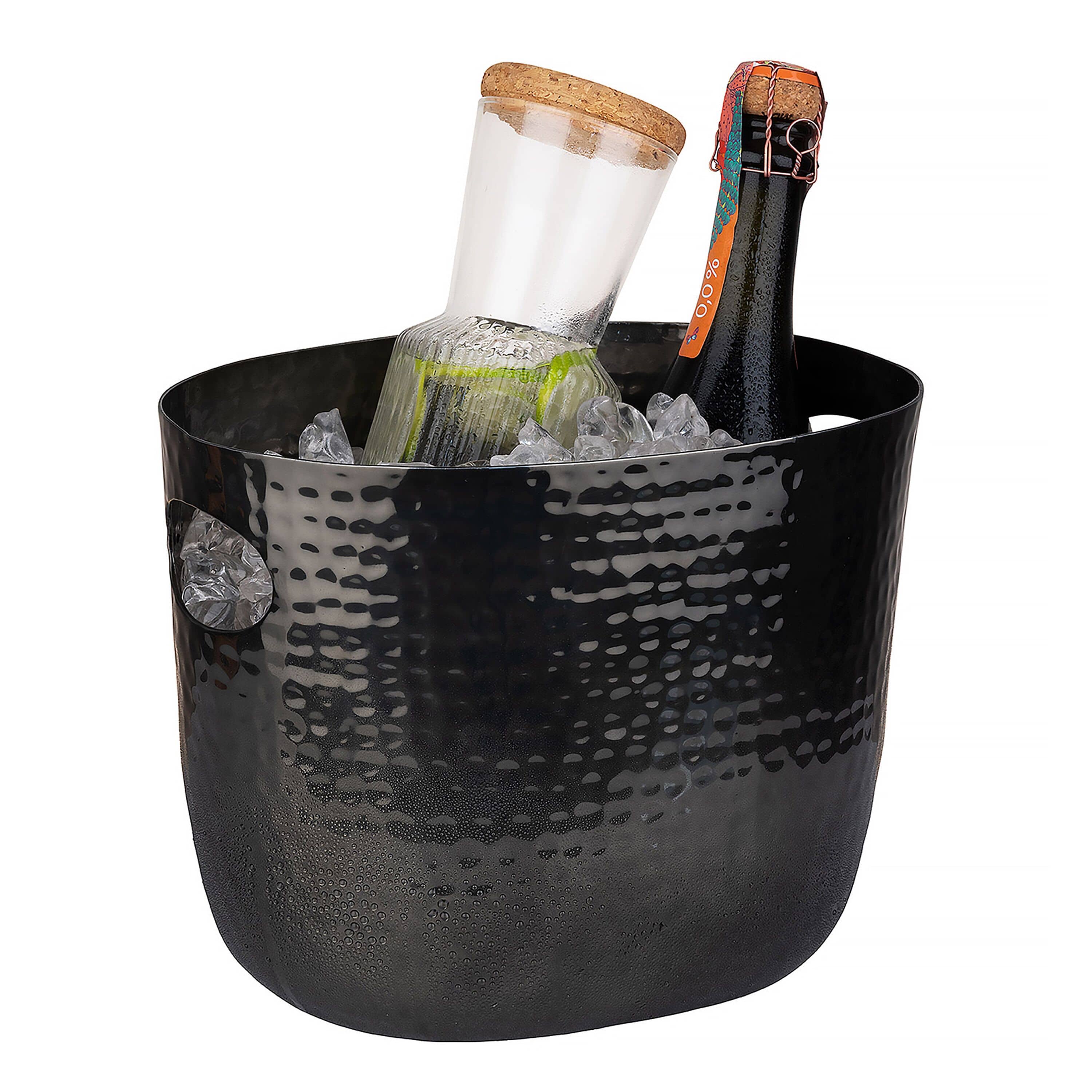 Frapieră - aluminiu - 3,9 litri - negru - cu mânere laterale, suprafață ciocănită — 2
