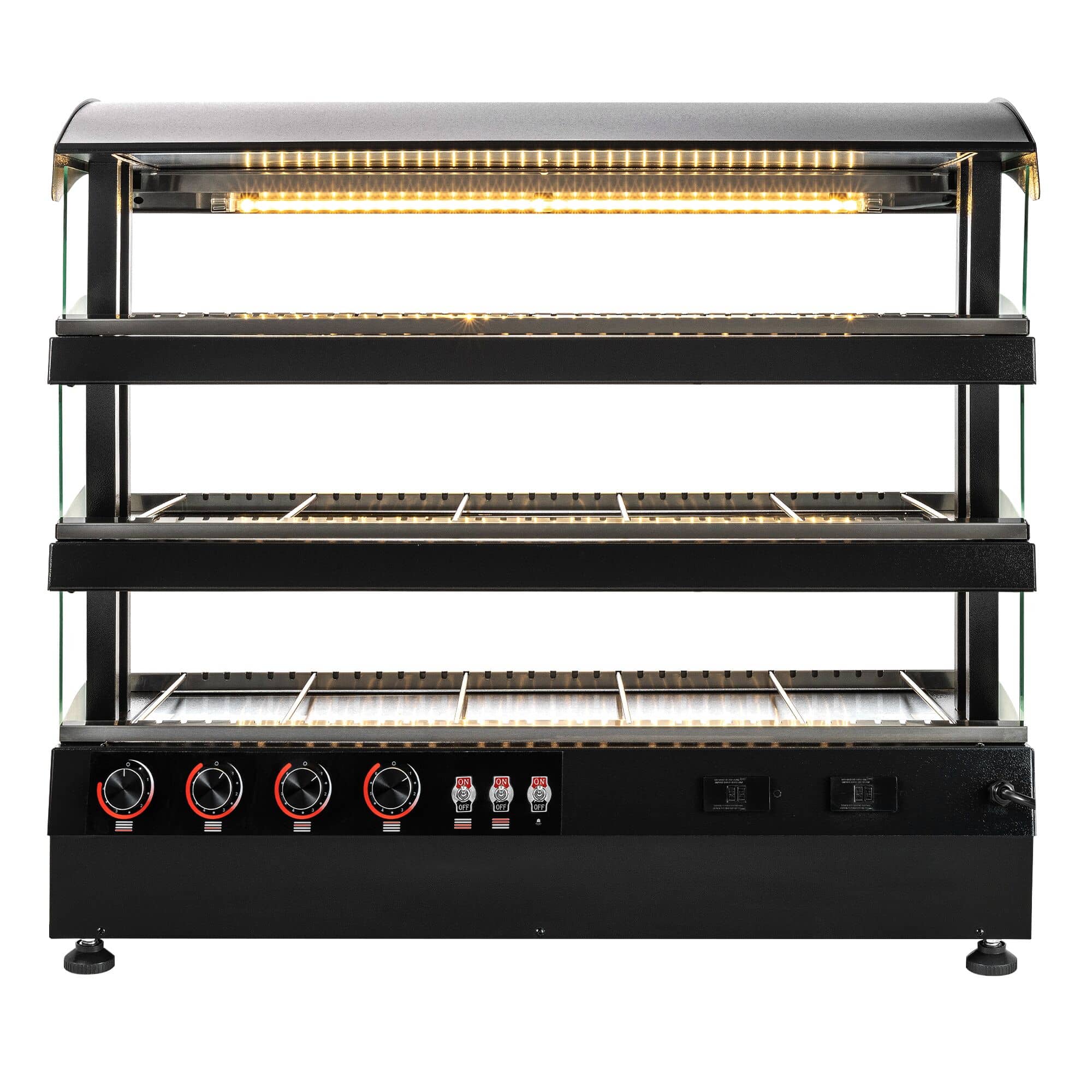 Vitrină caldă de banc profesională - 995 mm - 1,02 kW - cu 3 rafturi - negru — 6