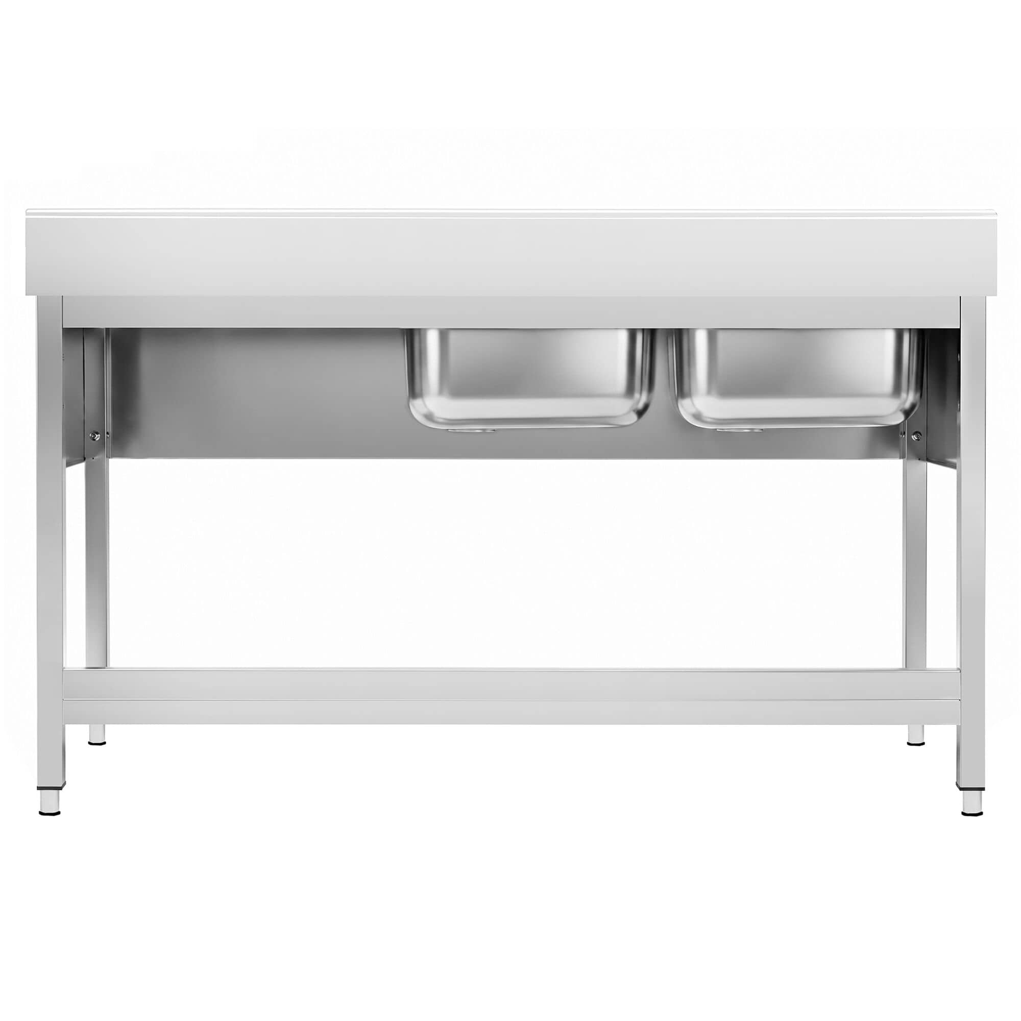 Chiuvetă profesională PREMIUM - 1600x600 mm - cu poliță inferioară - cu 2 cuve — 6