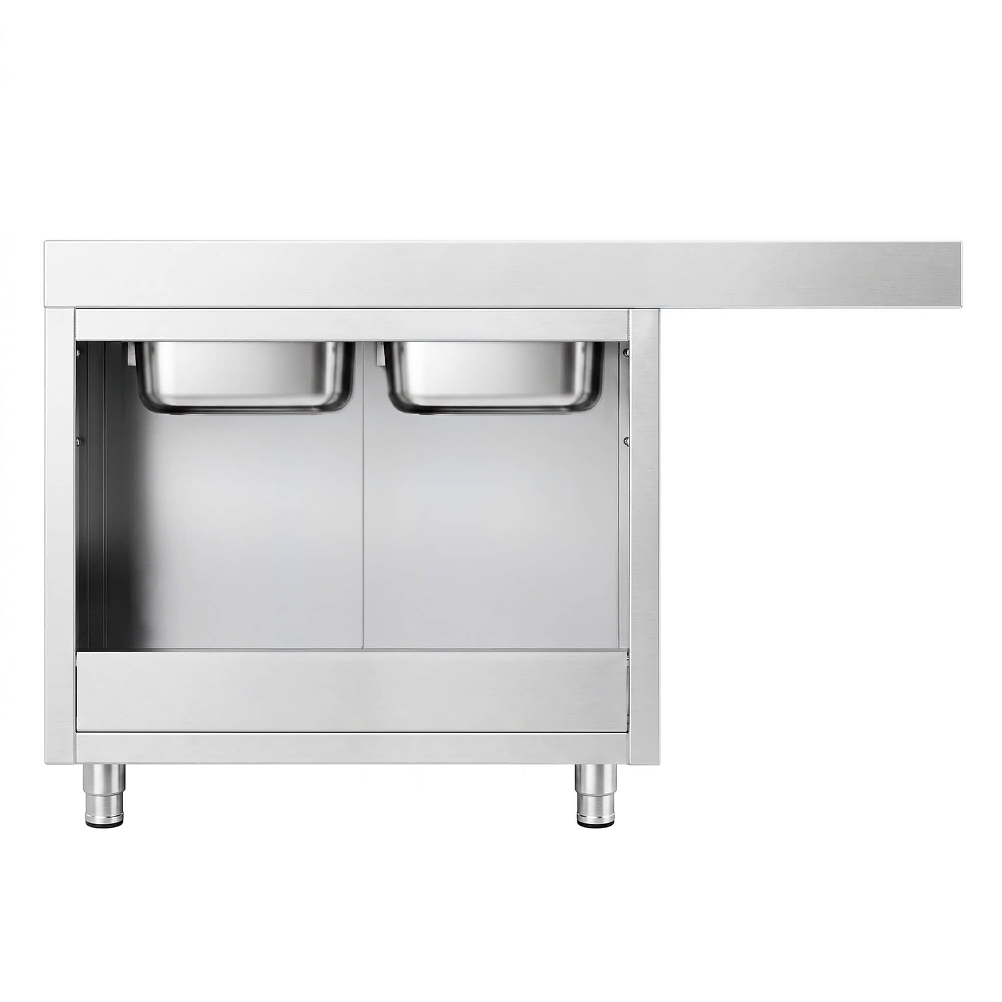 Chiuvetă tip dulap pentru mașină de spălat vase PREMIUM - 1600x600 mm - cu 2 cuve dreapta — 7