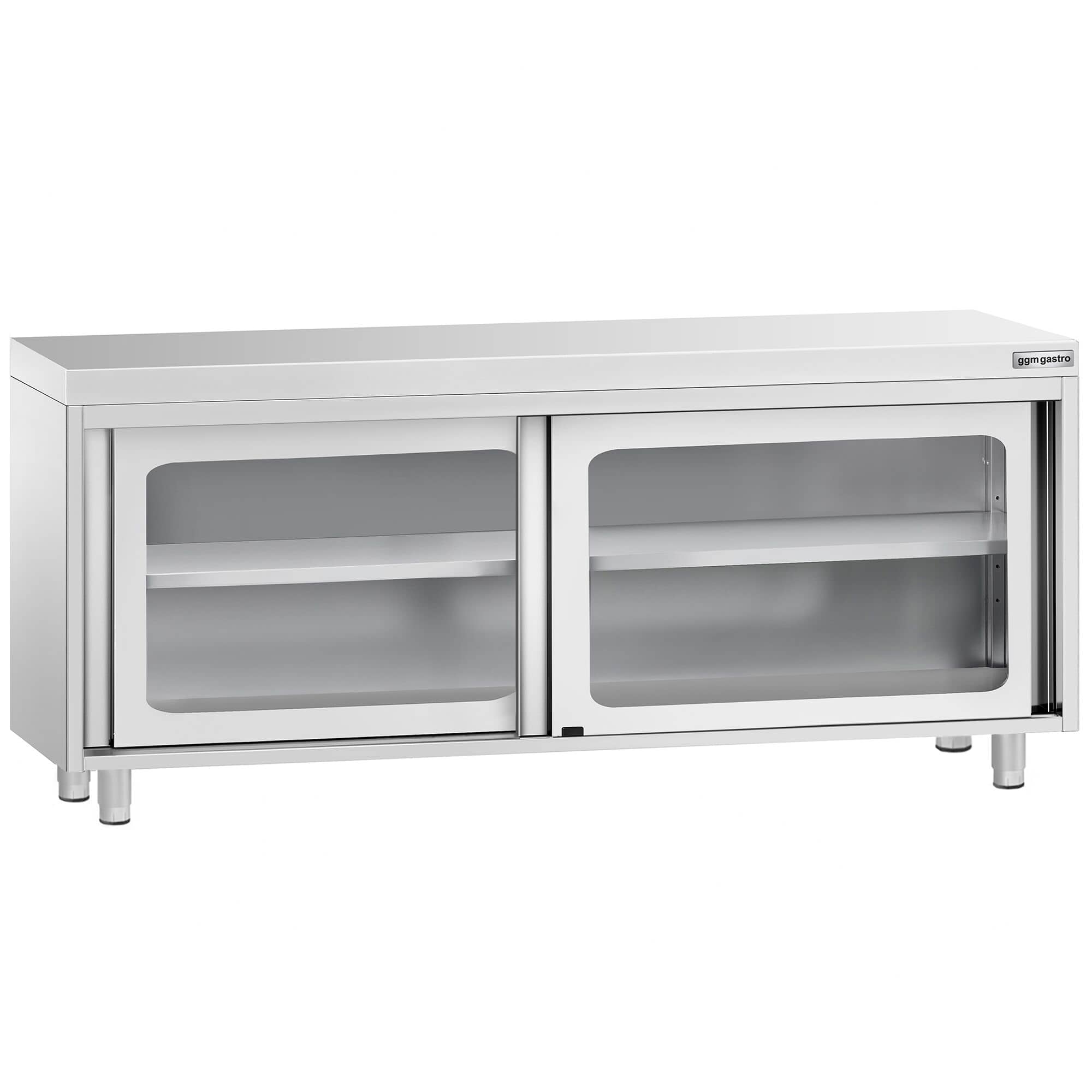 Masă de lucru tip dulap din oțel inoxidabil PREMIUM - 2000x700 mm - uși glisante din sticlă — 2