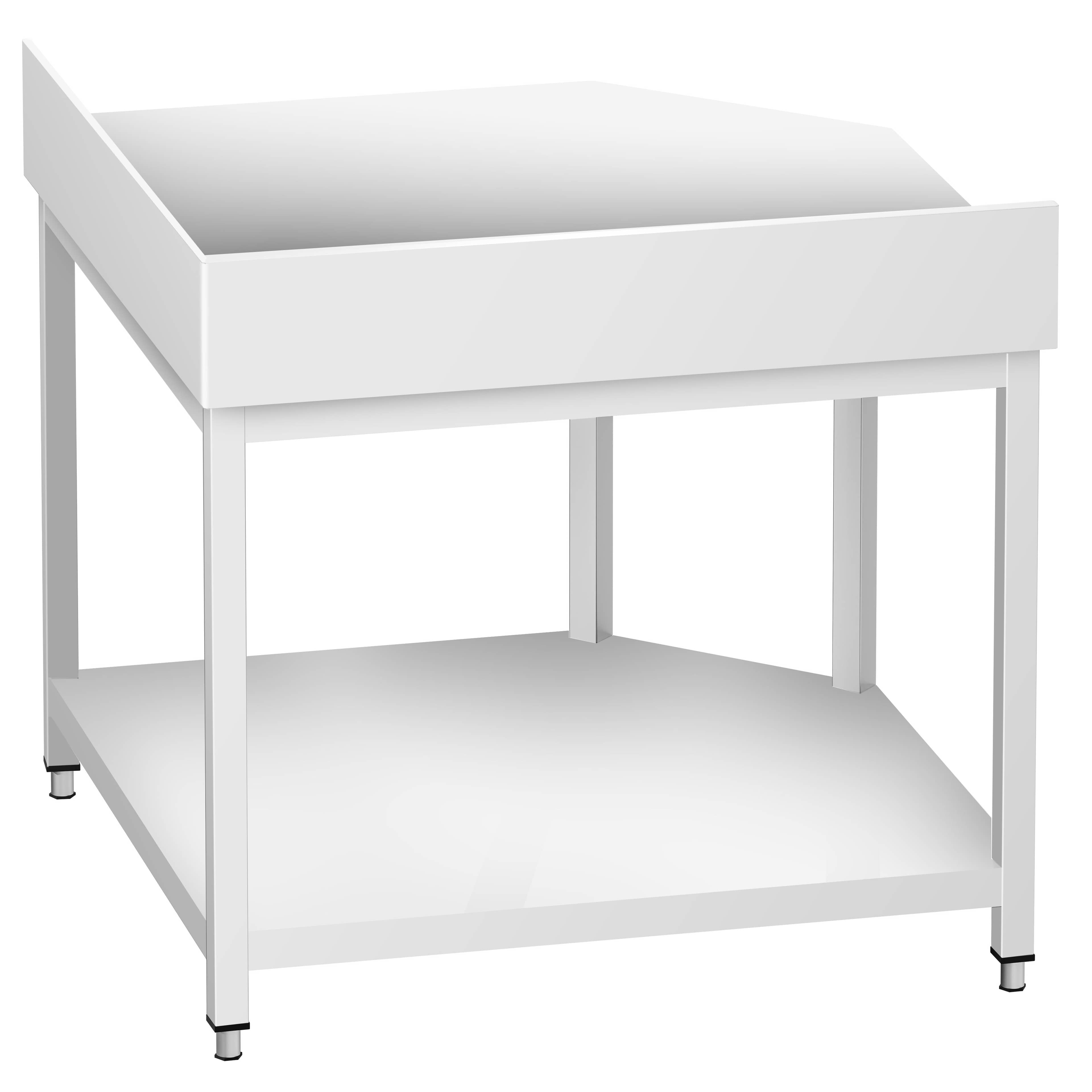 Masă de lucru din oțel inoxidabil de colț PREMIUM - 1000x700 mm - cu poliță inferioară & rebord & blat ranforsat — 6