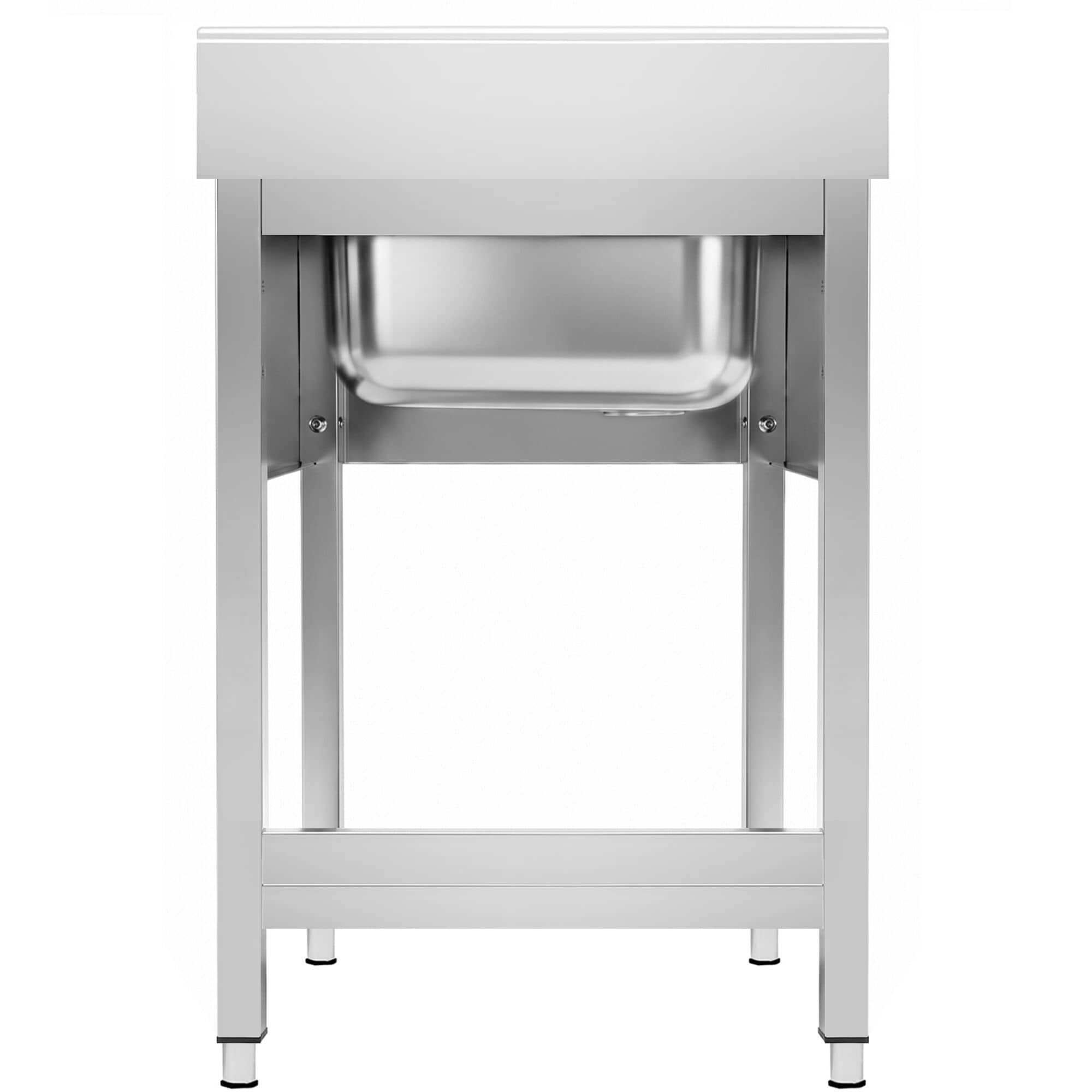 Chiuvetă profesională PREMIUM - 600x700 mm - cu poliță inferioară - cu 1 cuvă - cuva centrală — 6