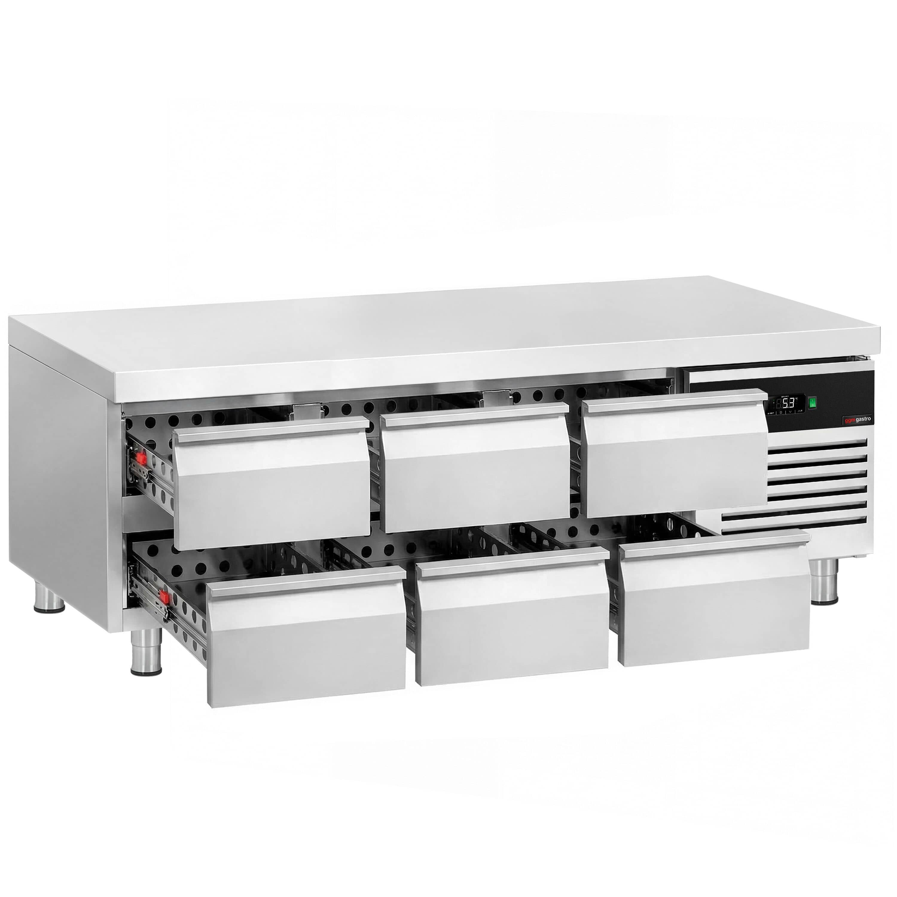 Bază frigorifică pentru gătit profesională – 2000 mm – 234 litri – 6 sertare pentru GN 1/2 + GN 1/3 — 4