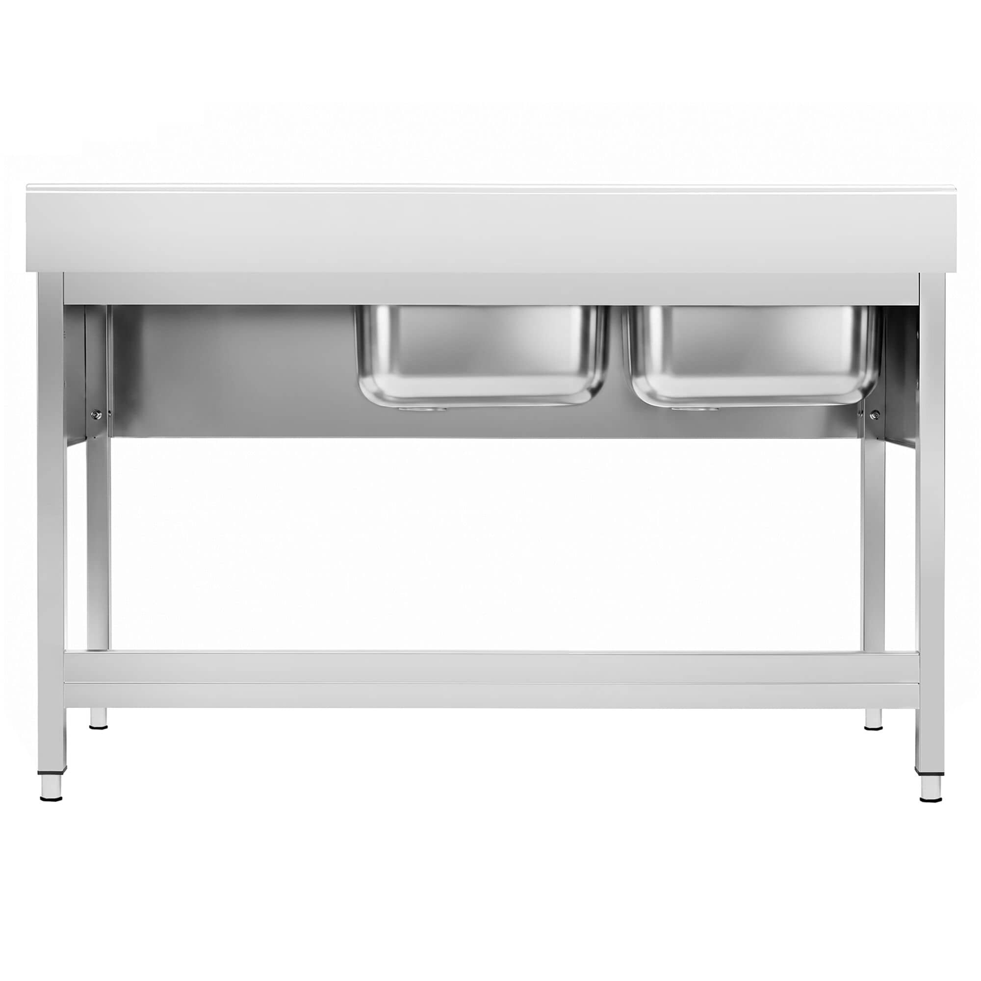 Chiuvetă profesională PREMIUM - 1400x700 mm - cu poliță inferioară - cu 2 cuvă/cuve — 6