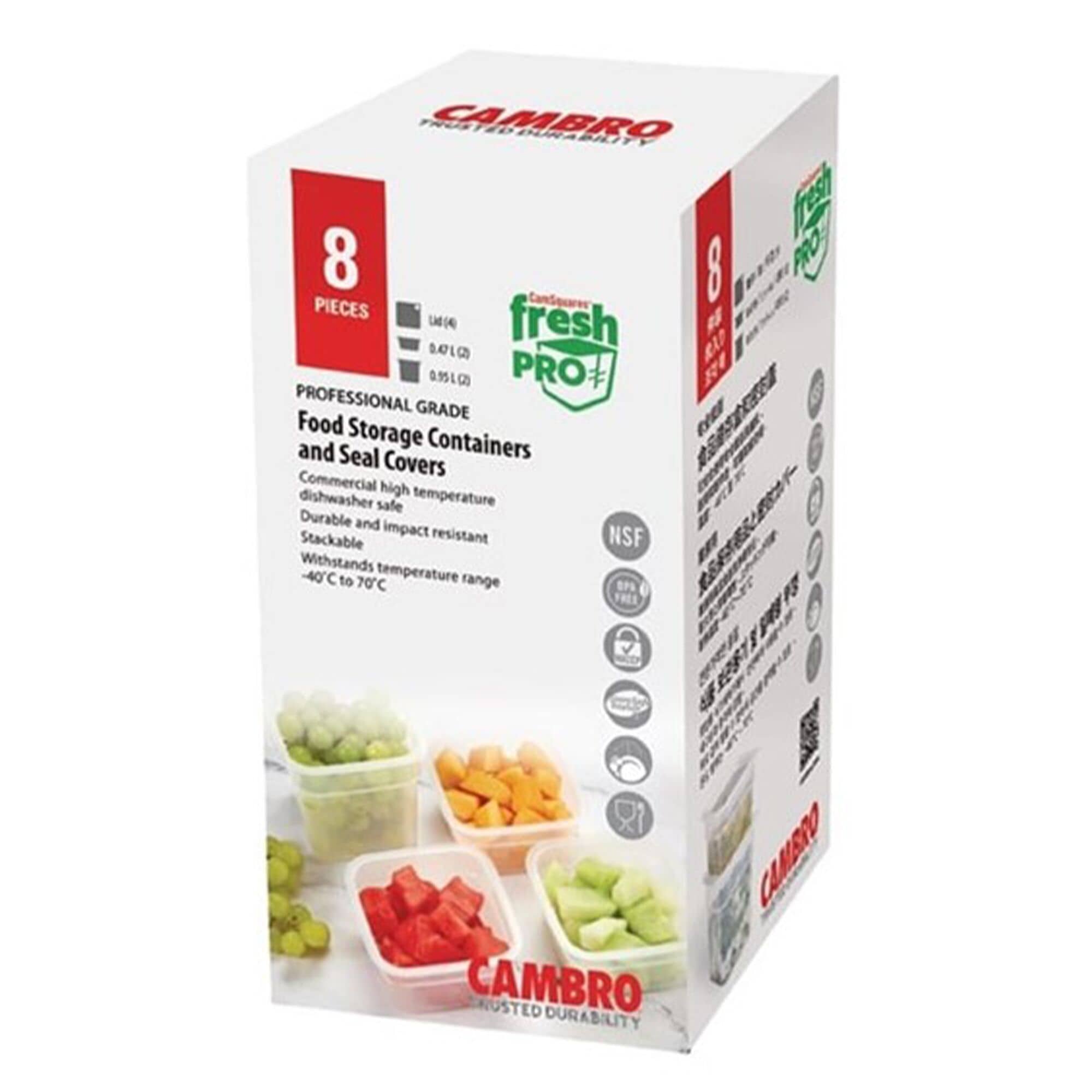 CAMBRO | CAMSQUARES® - Set de recipiente FreshPro - 8 bucăți - 2x 0.95 litri & 2x 0.47 litri - Transparent — 5