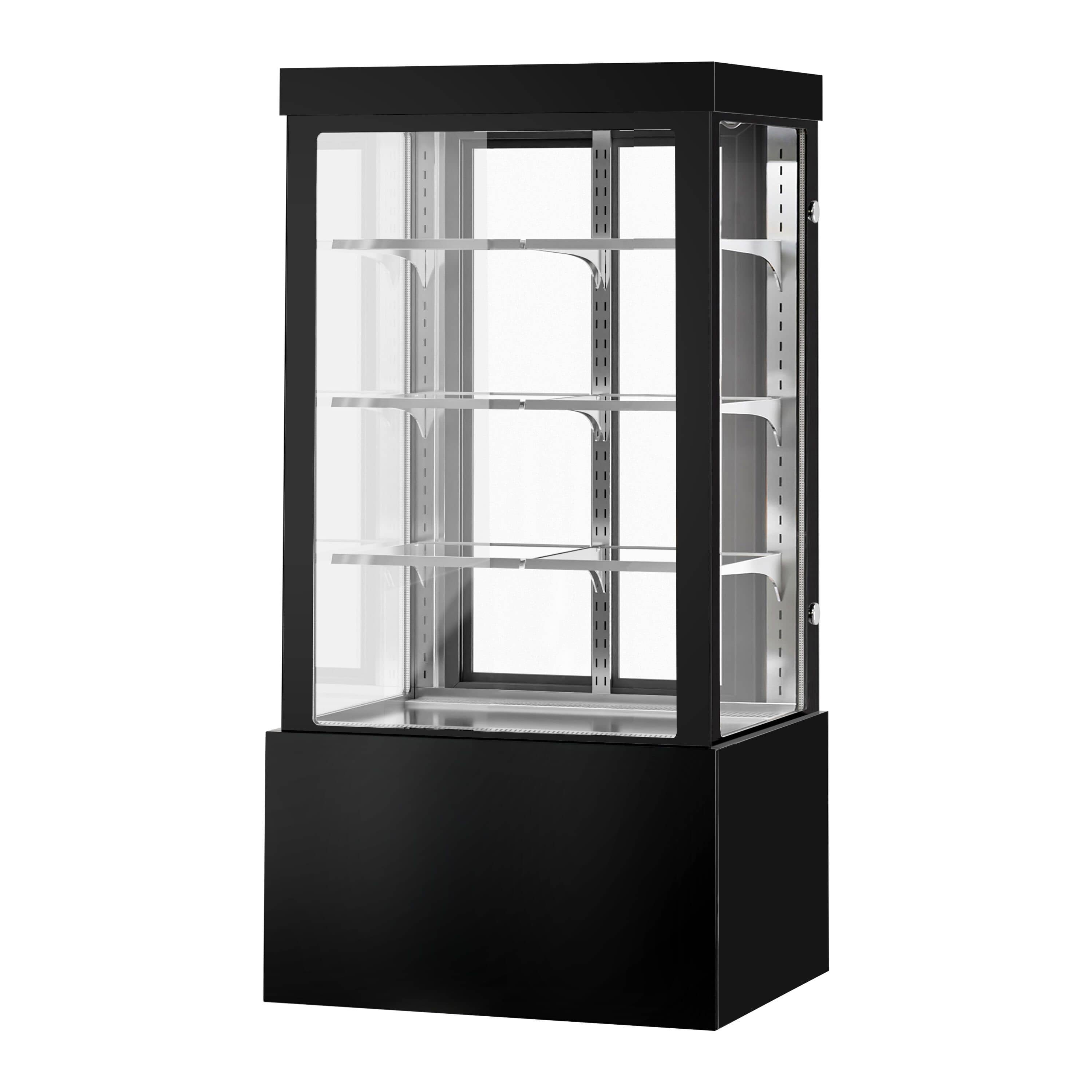 Vitrină frigorifică și pentru prăjituri – 1000 mm – geam dublu – cu 3 rafturi și fațadă oglindă – negru — 7