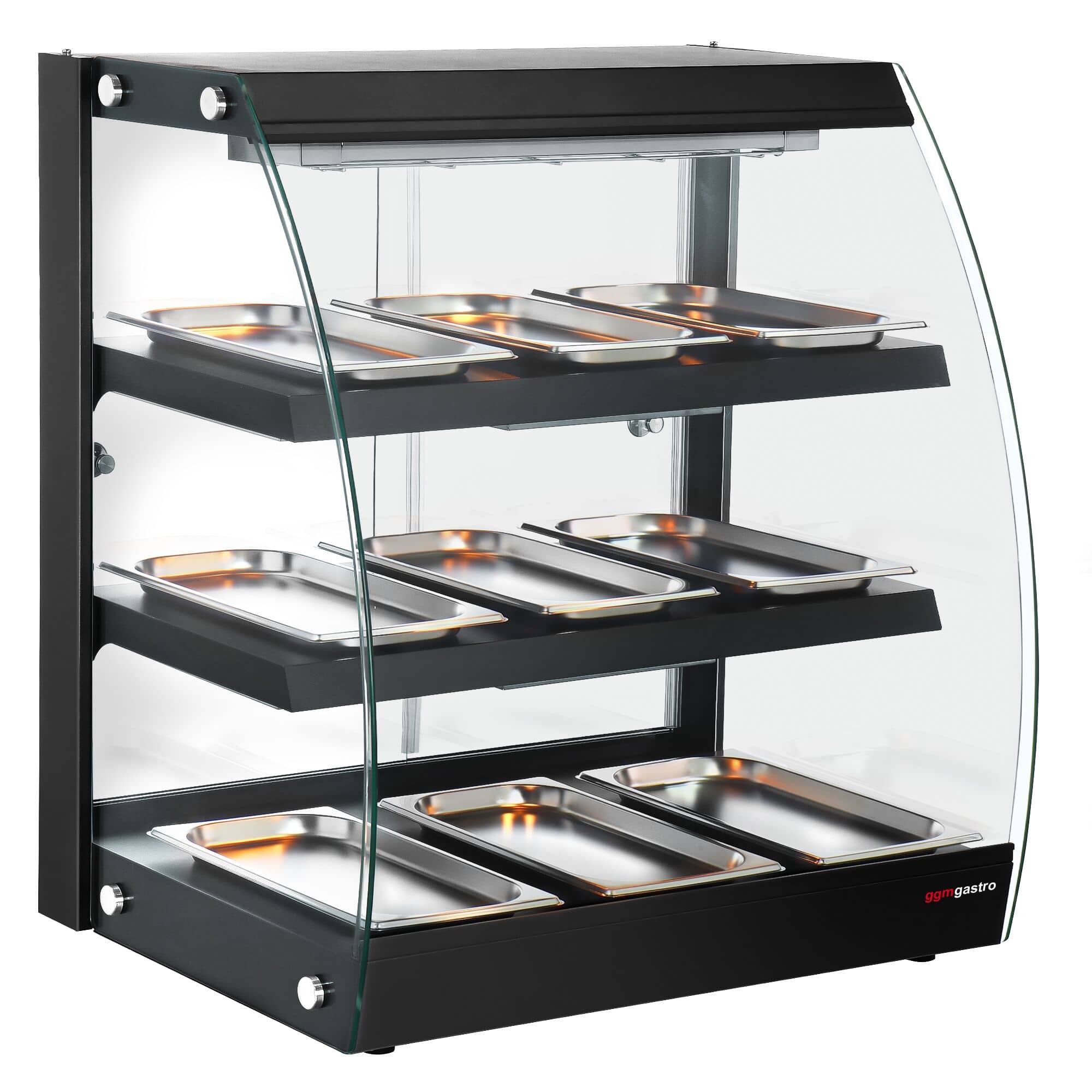 Vitrină caldă de banc - 648 mm - 1,16 kW - cu 3 rafturi - negru — 5