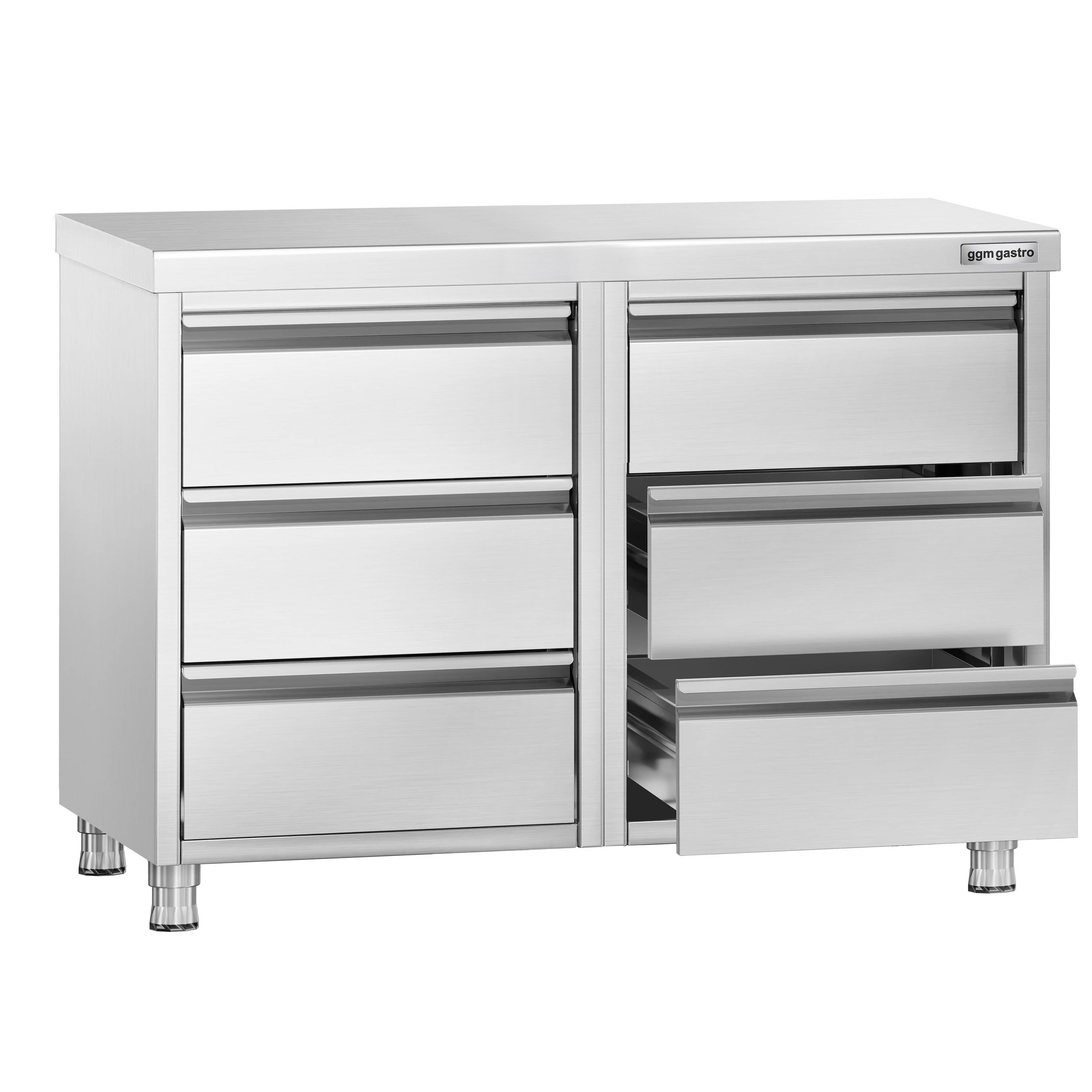 Masă tip dulap PREMIUM - oțel inoxidabil - cu 6 sertare - 1000x600 mm — 4