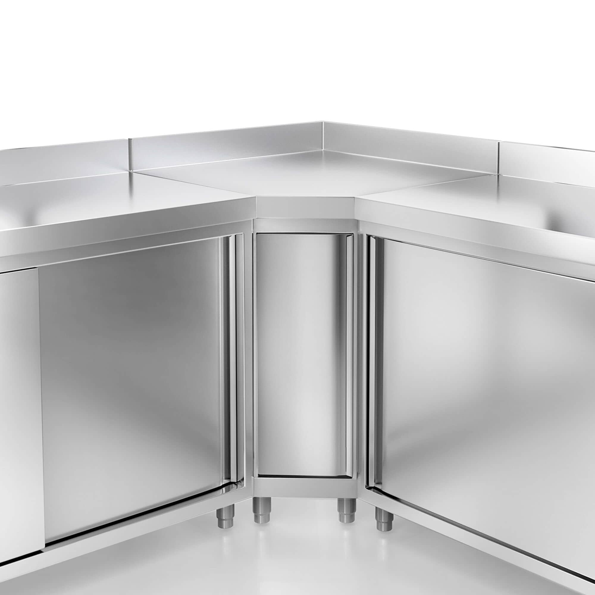 Dulap de lucru din oțel inoxidabil PREMIUM – 2000 x 700 mm – cu 3 sertare pe partea stângă și rebord — 14