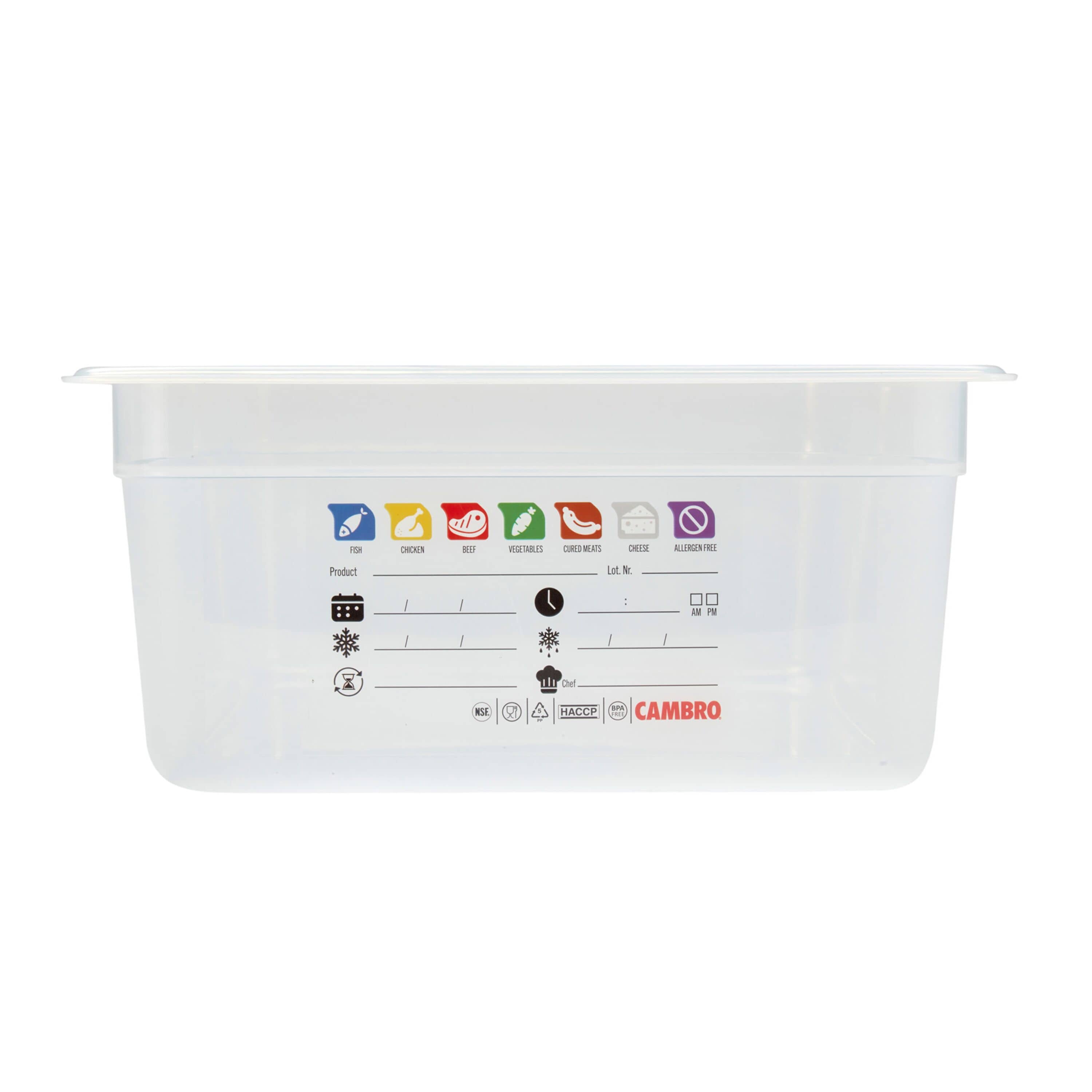 (6 bucăți) CAMBRO | SafeTrak - Recipiente din polipropilenă GN 1/1 - Lăptos - Înălțime: 150mm — 5