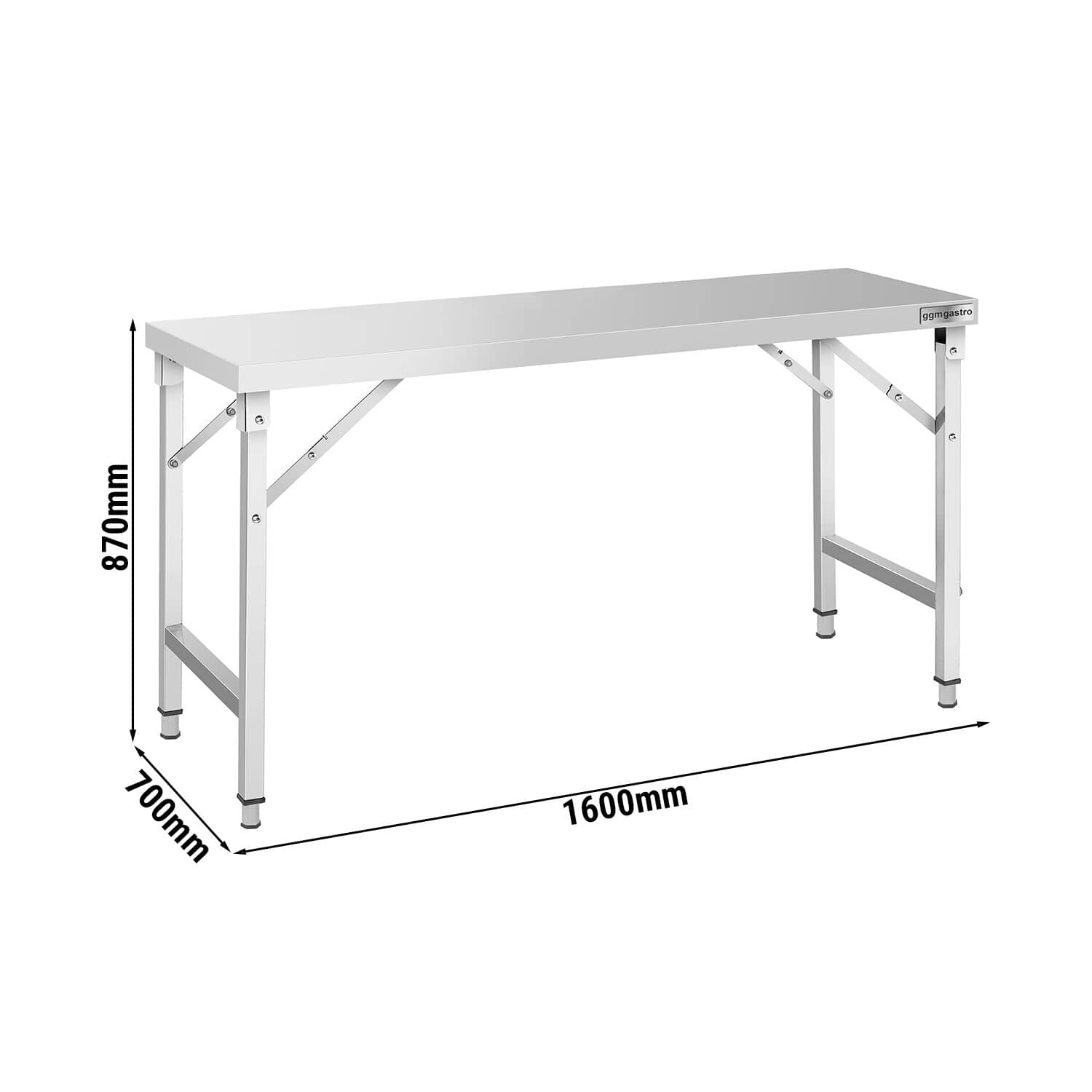 Masă de lucru din oțel inoxidabil – pliabilă – 1600 x 700 mm — 3