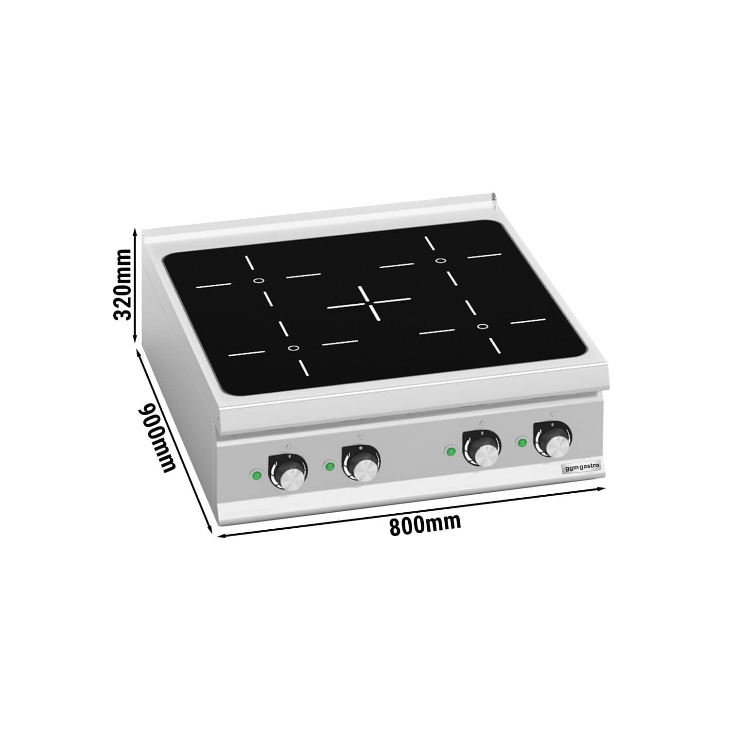 Mașină de gătit / Aragaz cu inducție - seria 900 - 800x900x320 mm aparat de banc/pentru masă - 20 kW - 4 zone de inducție — 3