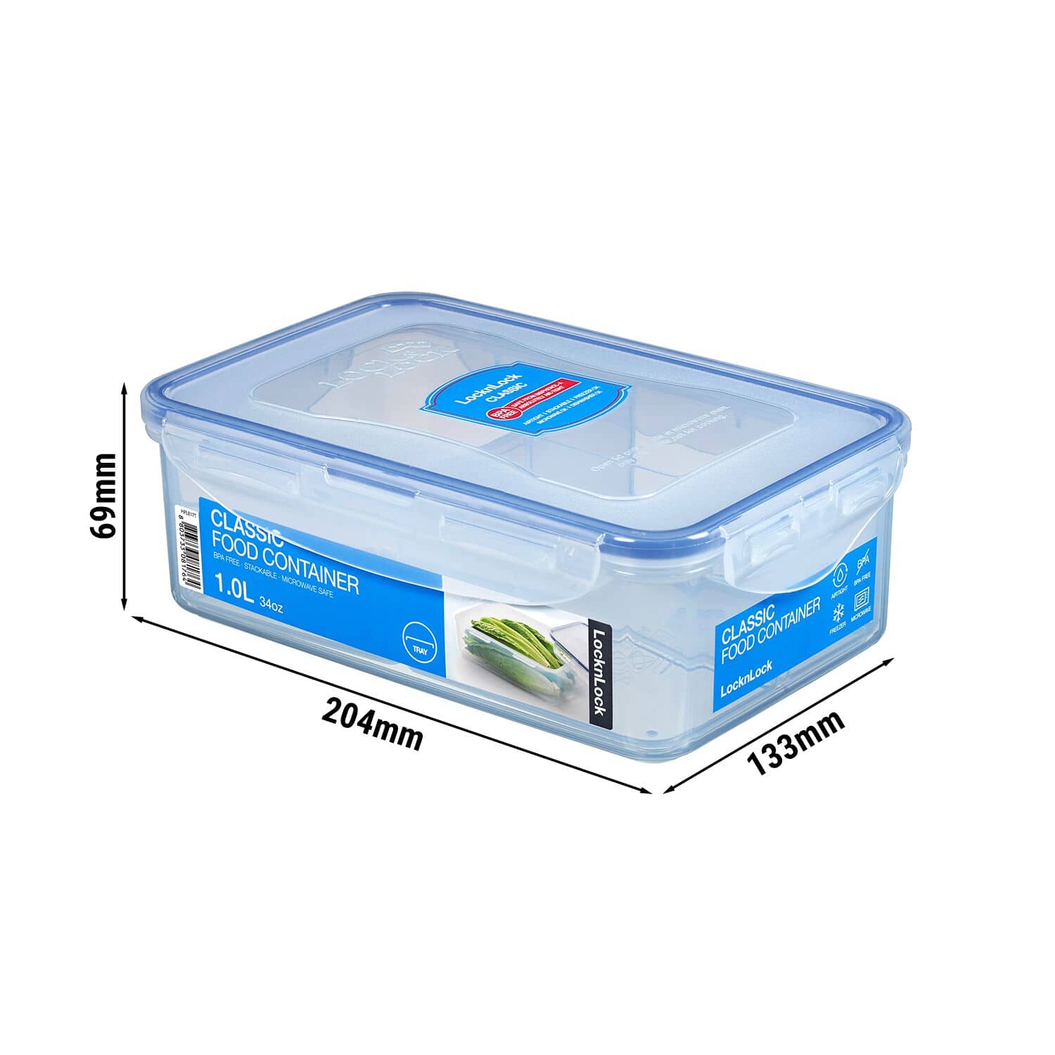 (6 bucăți) LocknLock | Cutie multifuncțională Classic - 1 litru - cu grilă de scurgere - transparentă — 3