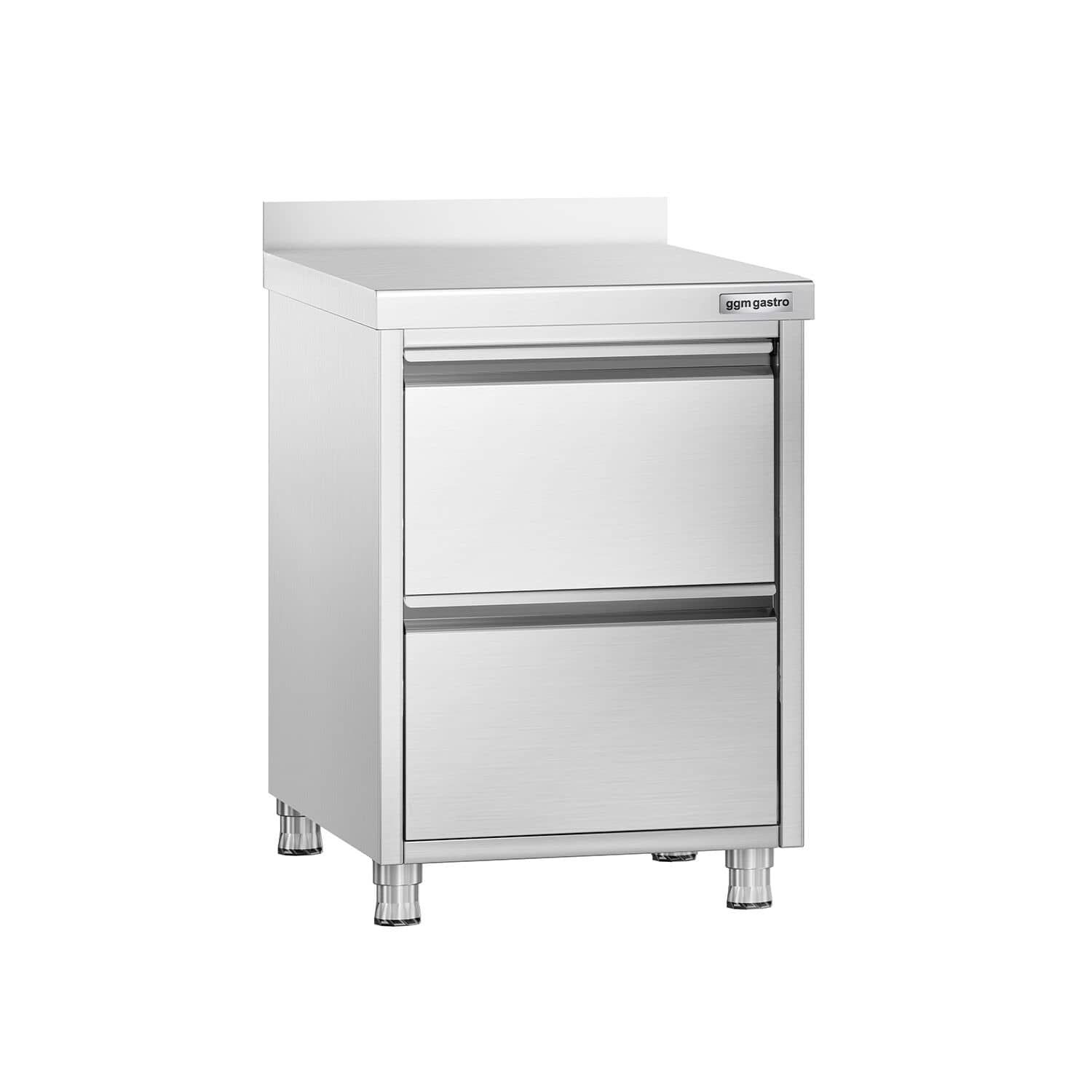 Masă tip dulap PREMIUM - oțel inoxidabil - cu 2 sertare - cu rebord - 500x700 mm — 2