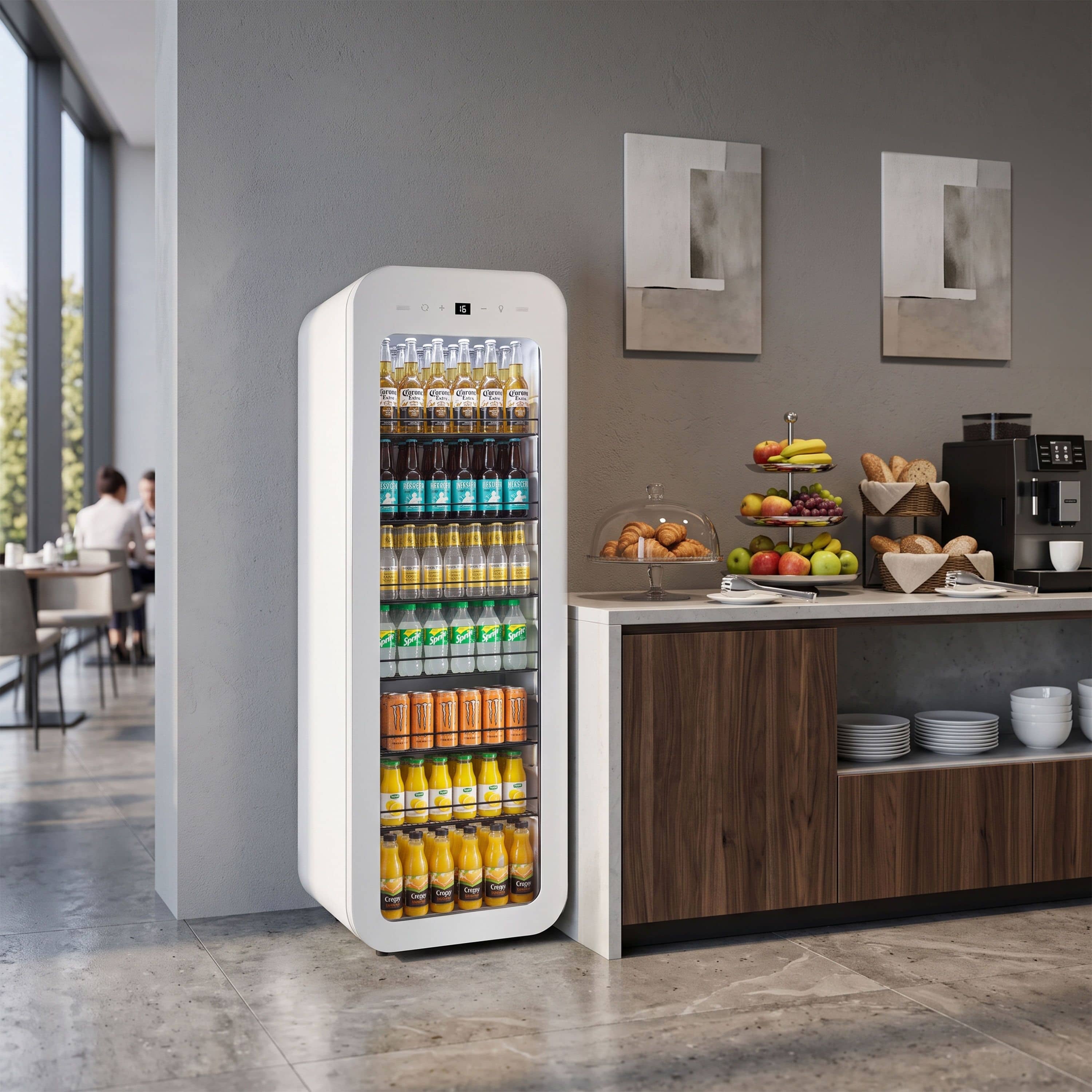 Vitrină frigorifică pentru băuturi – 105 litri – model îngust – cu 1 ușă din sticlă — 8