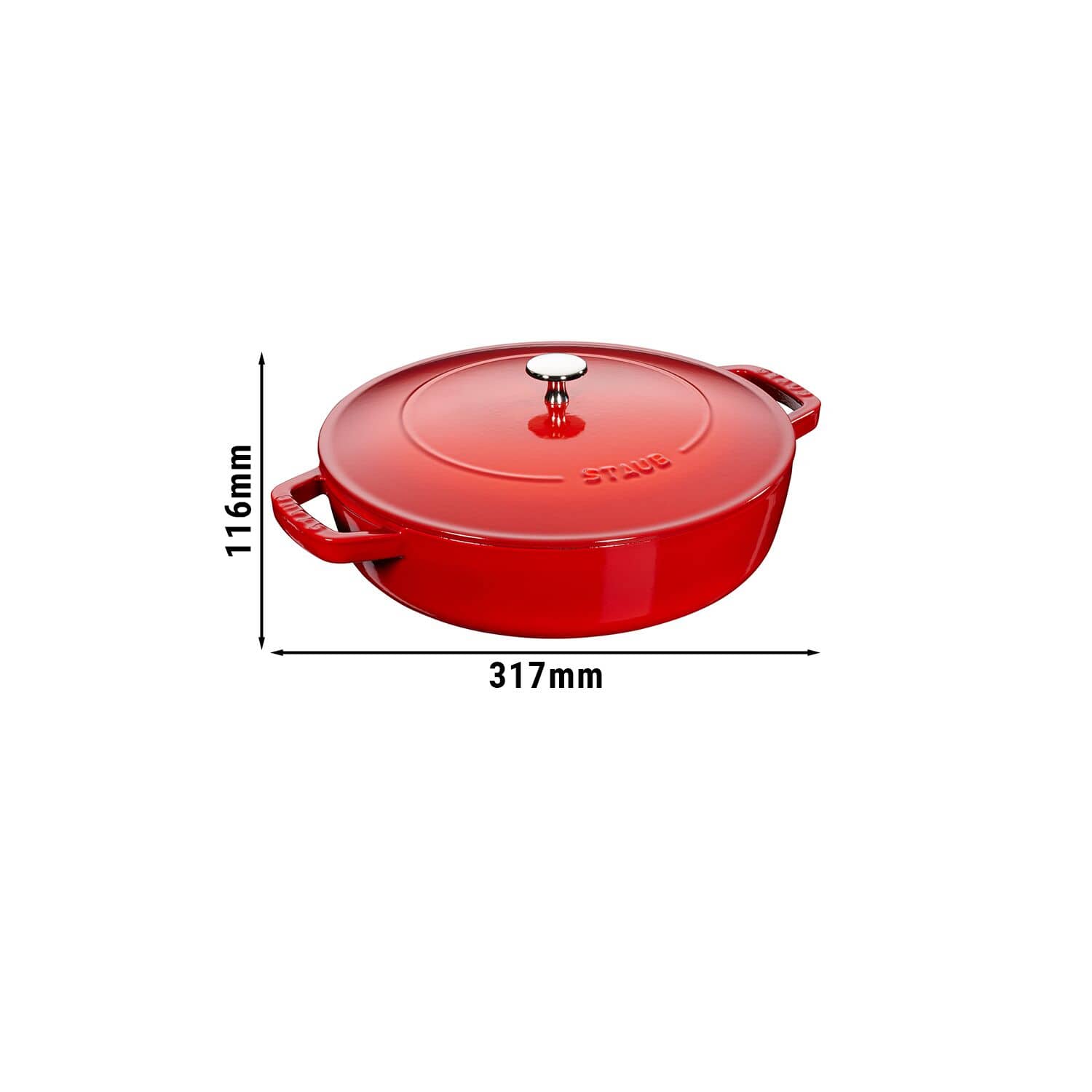 PRAF | BRAISERS - Prăjitor cu structură de picătură Chistera - 240 mm - Fontă - Roșu cireș — 4
