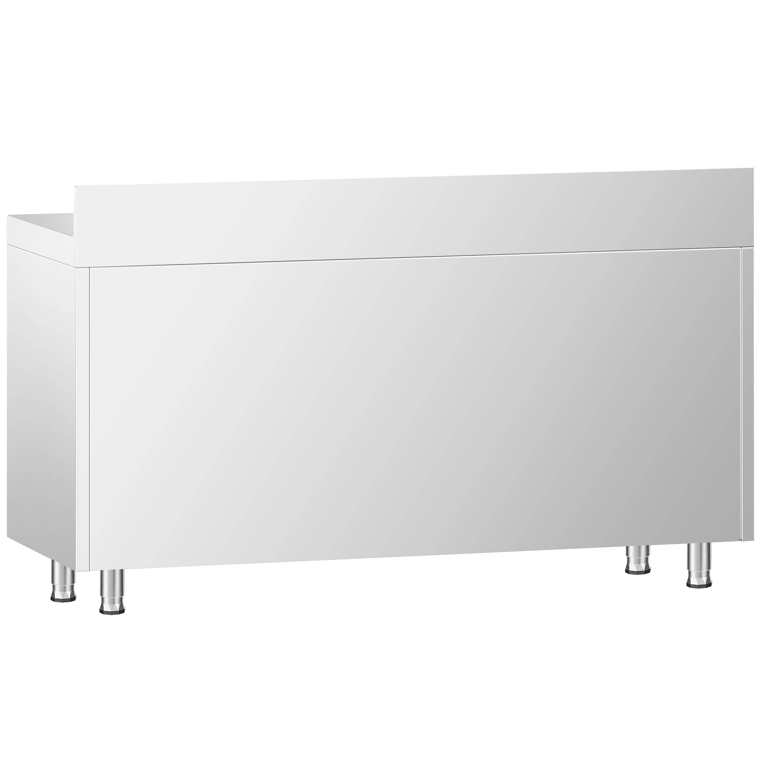 Masă de lucru tip dulap din oțel inoxidabil PREMIUM - 1600x700 mm - uși glisante din sticlă - cu rebord — 8