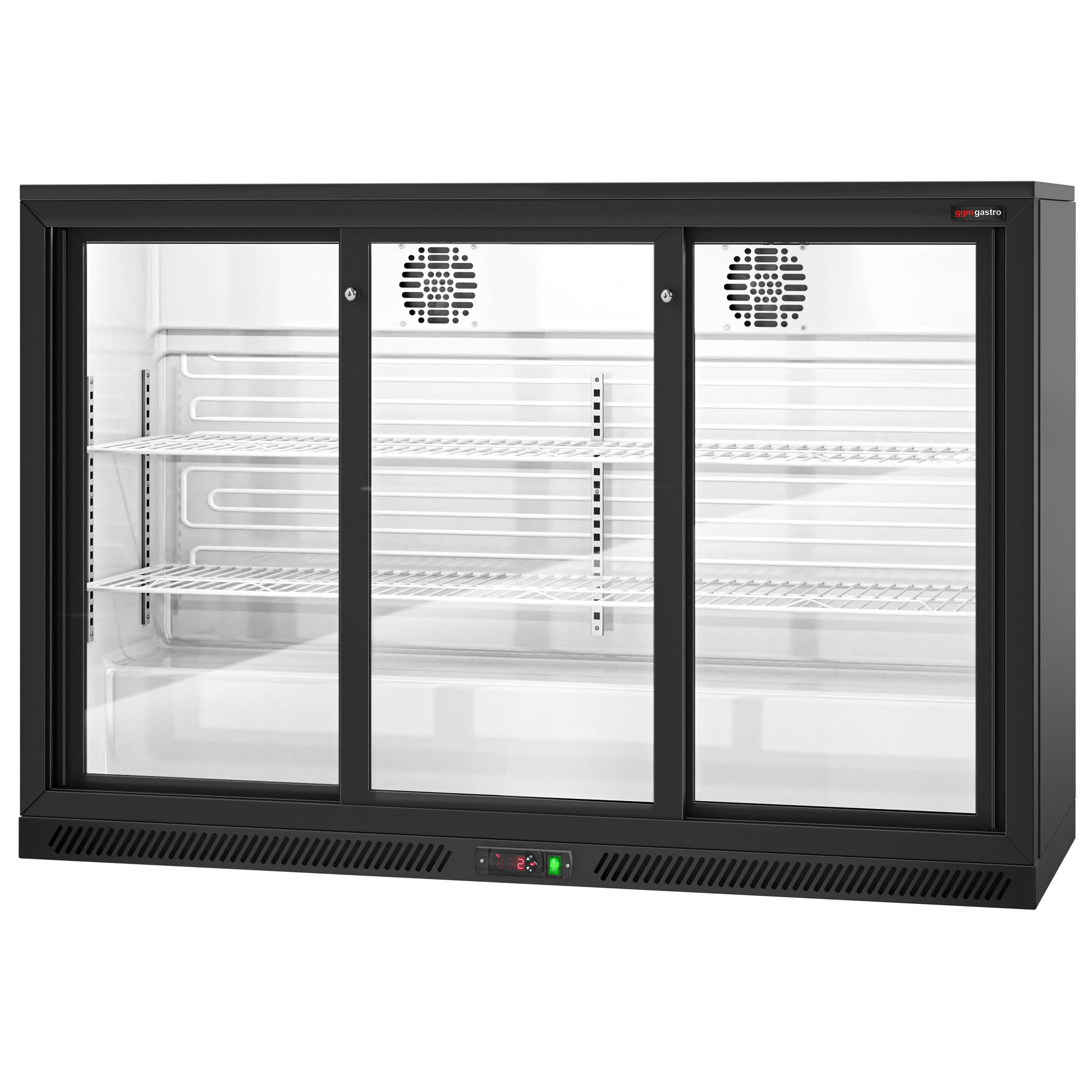 Frigider bar - 1350mm - 320 litri - cu 3 uși glisante din sticlă - negru — 6